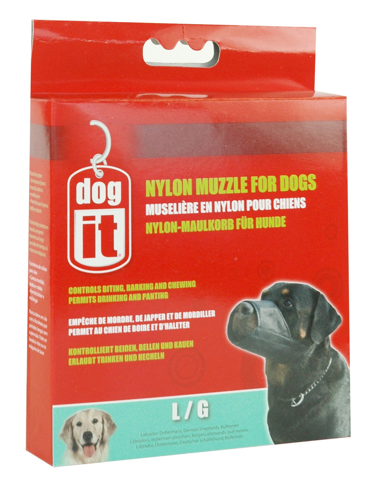 Dogit Nylon Dog Muzzle, Black, Large/7.3-Inch
