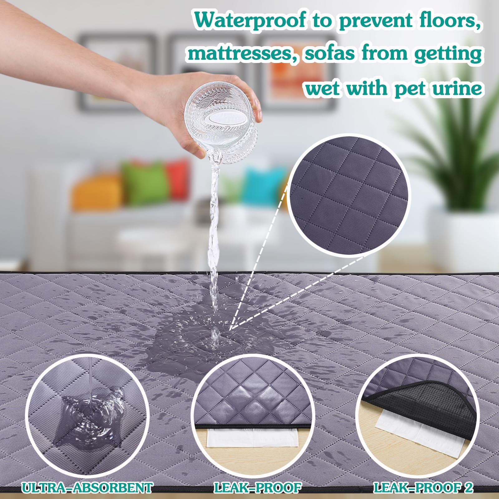 Aitmexcn 4Pcs Guinea Pig Cage Liners, Washable Guinea Pig Pee Pads, Super Absorbent Non Slip Reusable Guinea Pig Bedding For Sma