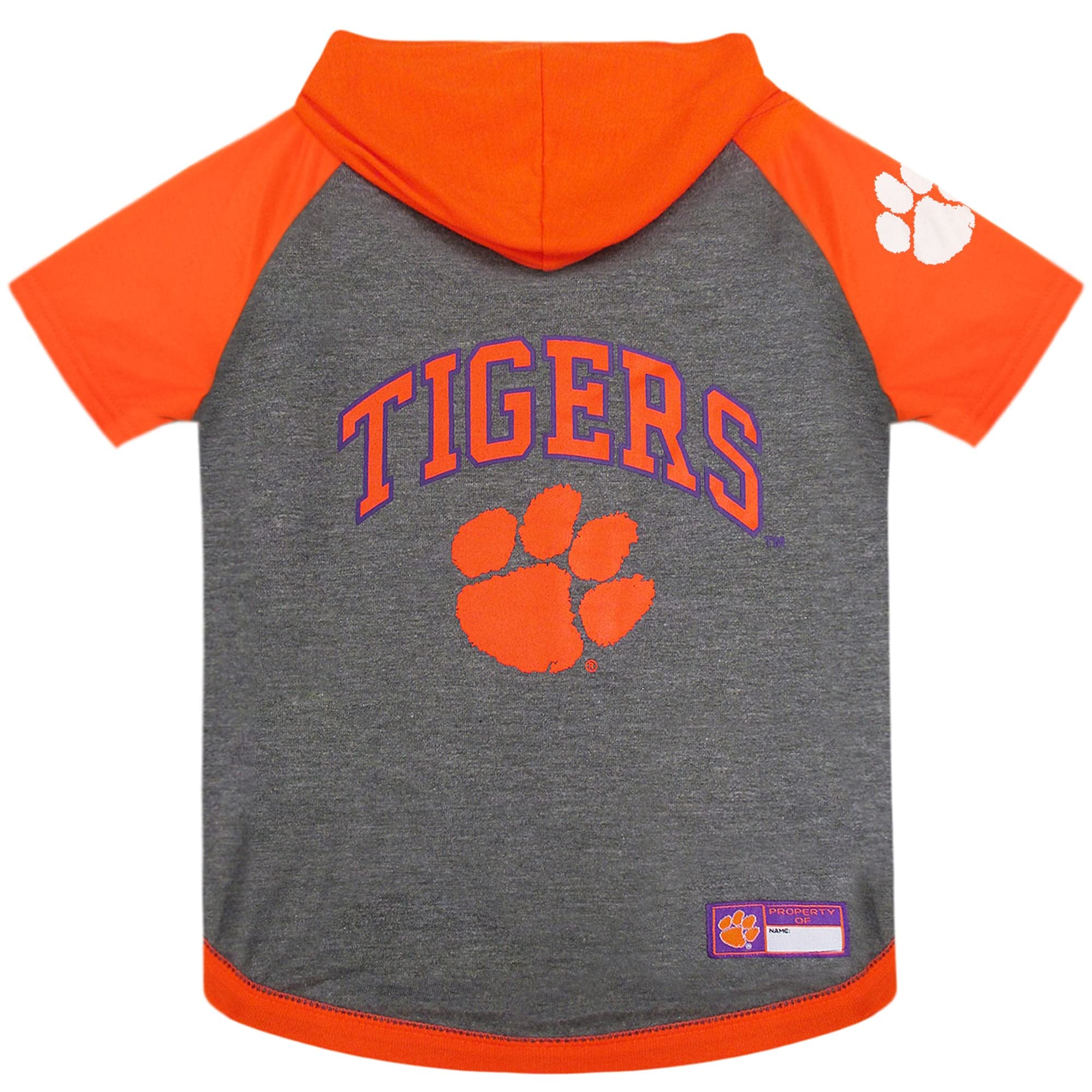 NCAA CLEMSON TIGERS HOODIE for DOGS & CATS, SMALL COLLEGIATE Licensed DOG HOODY Tee Shirt. Sports HOODY T-Shirt for Pets. COLLEG
