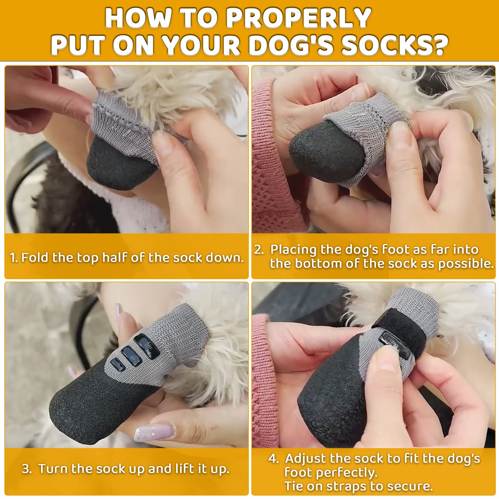 Large Dog Socks With Anti-Slip Rubber & Fix Straps - Non Slip Paw Protector For Indoor/Outdoor Use On Hardwood Floor & Hot Pavem