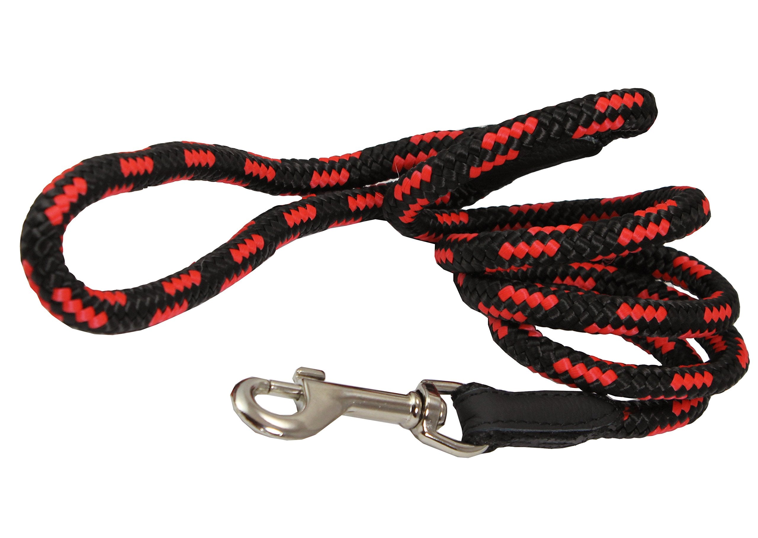 Dogs My Love 6ft Long Braided Rope Dog Leash Red with Black 6 Sizes (XSmall: 6ft Long; 0.25 Diam (6mm))
