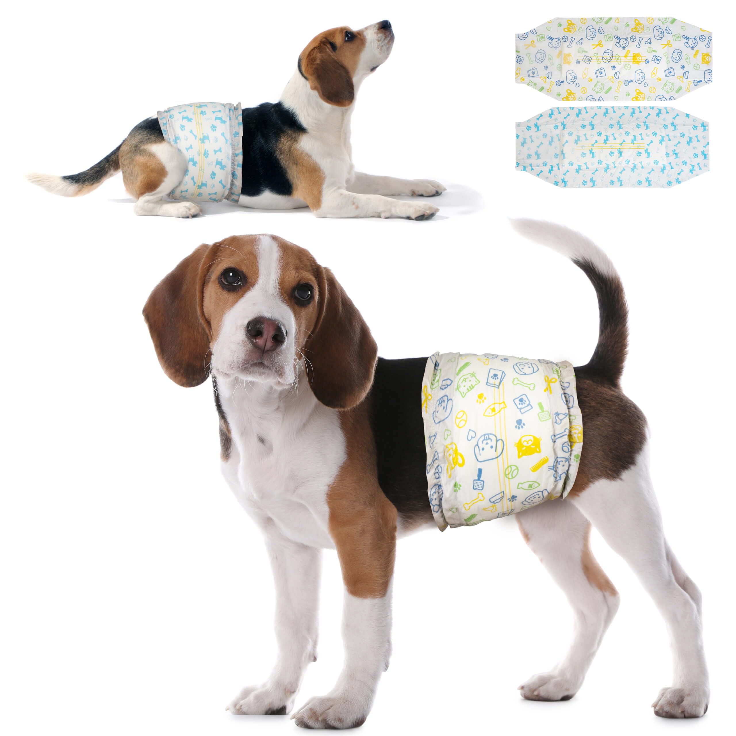 Dono Disposable Male Dog Diapers, Super Absorbent Wraps, M(18-25in), Blue Bone, Model DMD-2, 48 Pack, 360° Leak-Proof