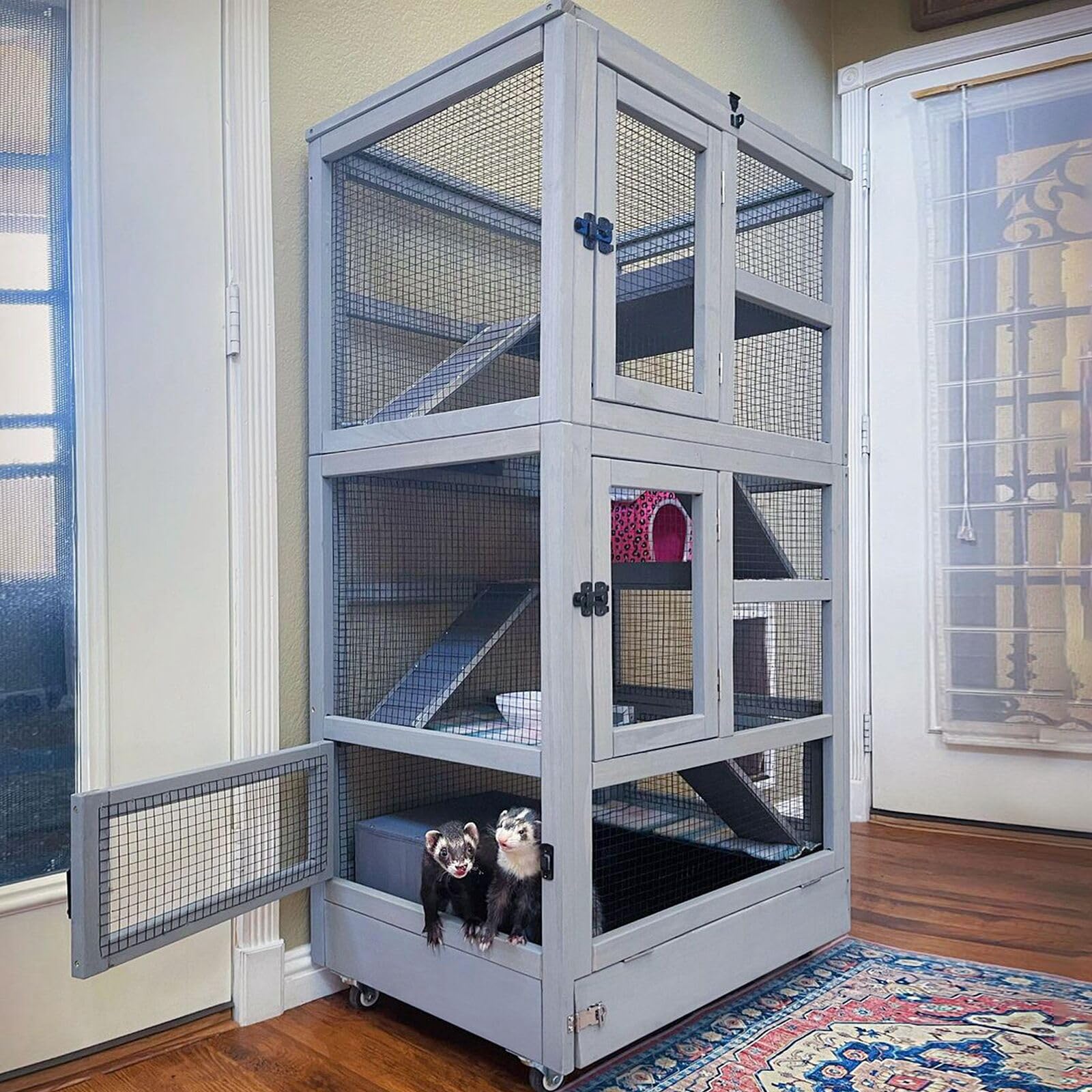 Aivituvin Ferret Cage Chinchilla Cage For Rat,Lizard,Squirrel, Chameleon,Gerbils And Other Small Animals