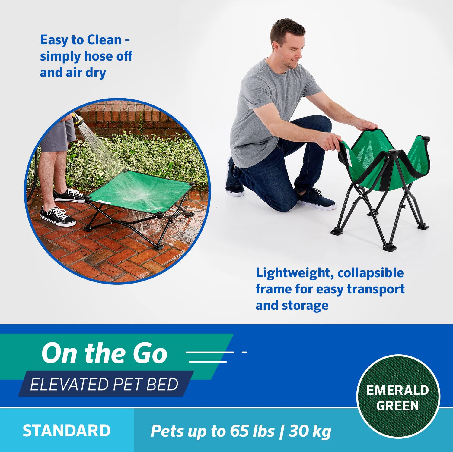 On The Go Pet Bed - Emerald Green - Standard (24'' X 24'')