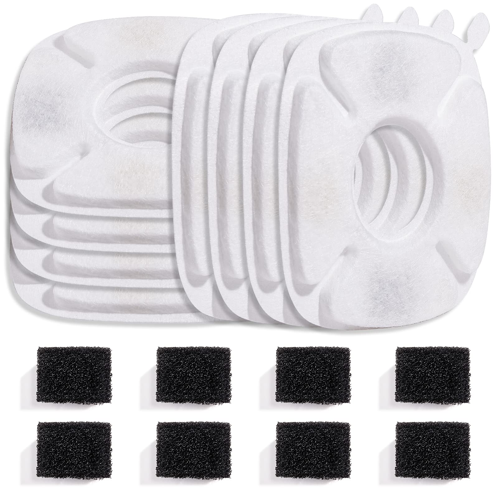 Veken 8 Pack Replacement Filters & 8 Pack Replacement Pre-Filter Sponges For 95Oz And 67Oz Automatic Pet Fountain Cat Water Foun