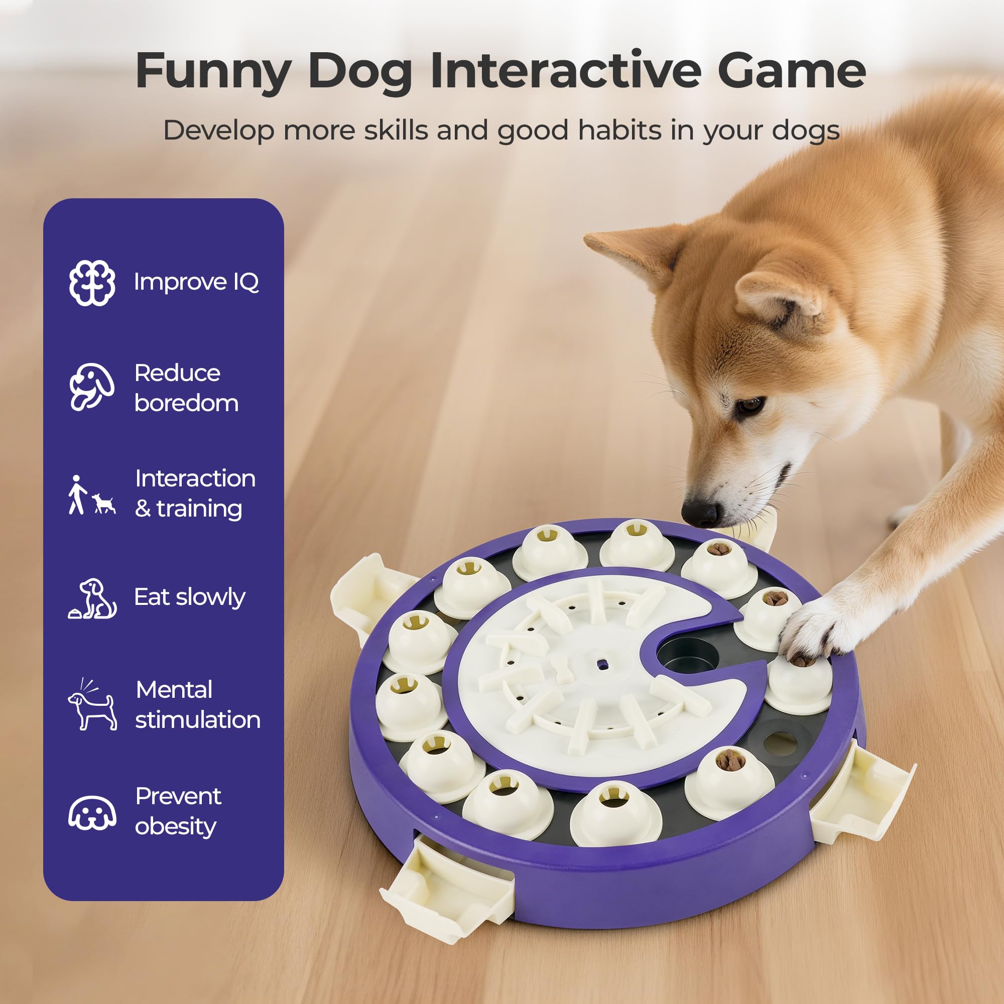 Dog Puzzle Toys 3 Levels, Interactive Cognitive Toy for Smart Dogs, Food Puzzles Game for IQ Training Brain Mental Stimulation,