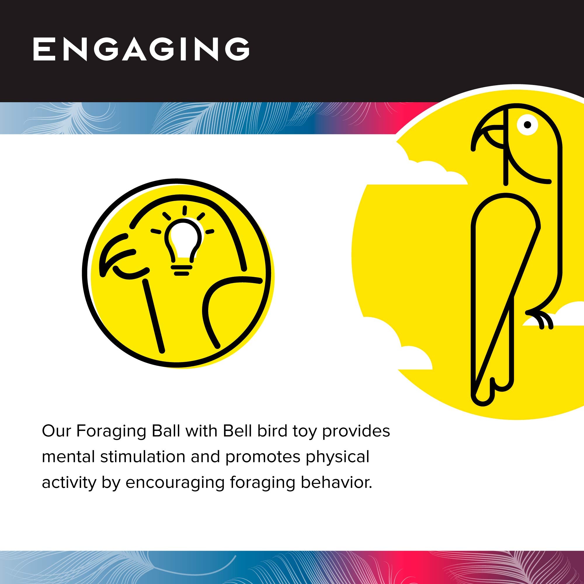 Featherland Paradise | Foraging Ball with Bell Interactive Bird Toy and Treat Dispenser | Creative Foraging Systems | Ideal for