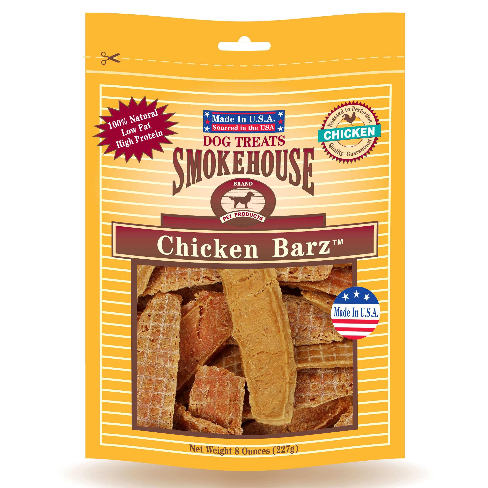 Smokehouse 100-Percent Natural Chicken Barz Dog Treats, 8-Ounce