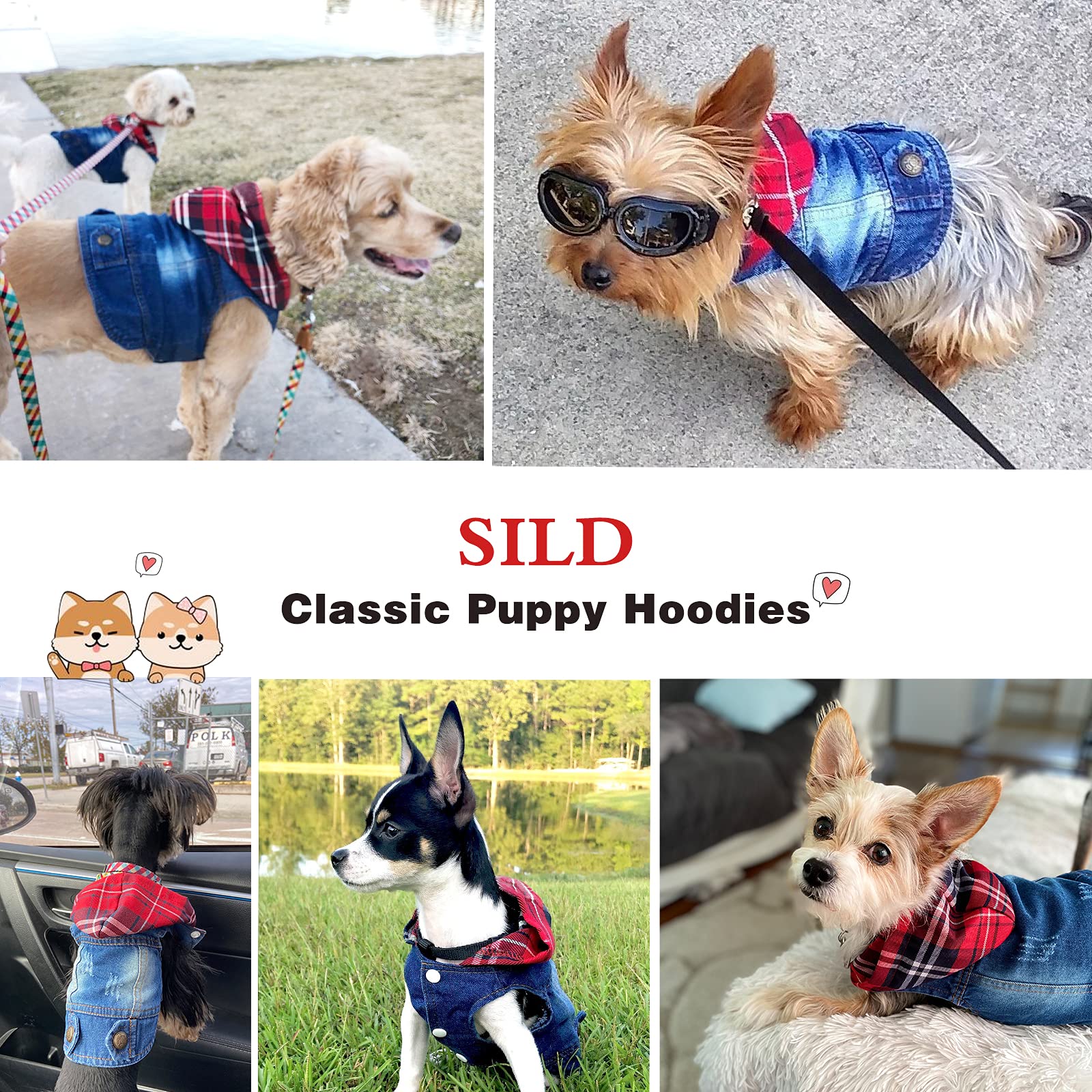 Sild Pet Clothes Dog Jeans Jacket Cool Blue Denim Coat Small Medium Dogs Lapel Vests Classic Hoodies Puppy Blue Vintage Washed C