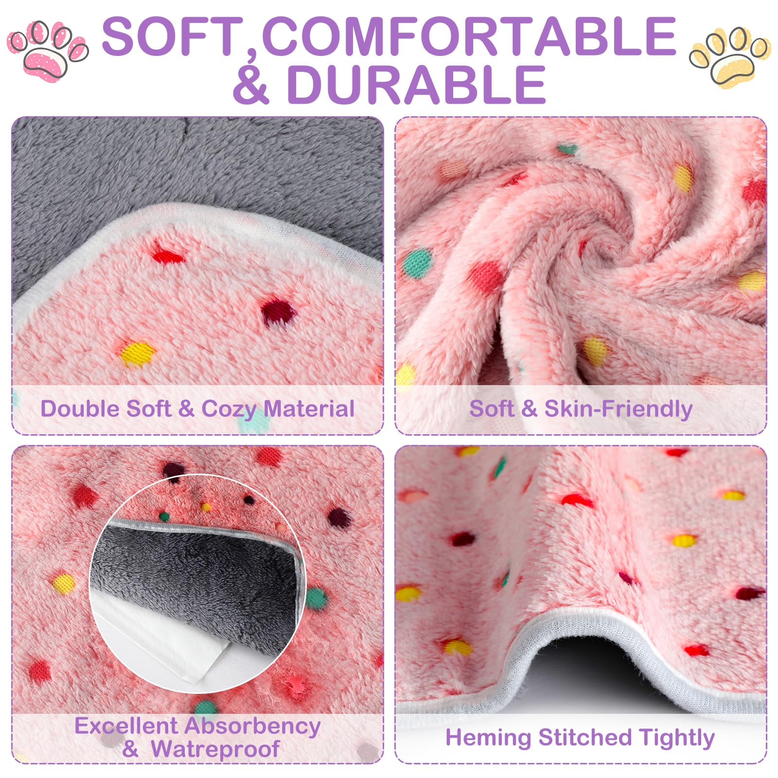Tudomro 8 Pcs Guinea Pig Bedding Cage Liners Bulk Blankets Small Animal Flannel Throw Bedding Waterproof Absorbent Reusable Pet