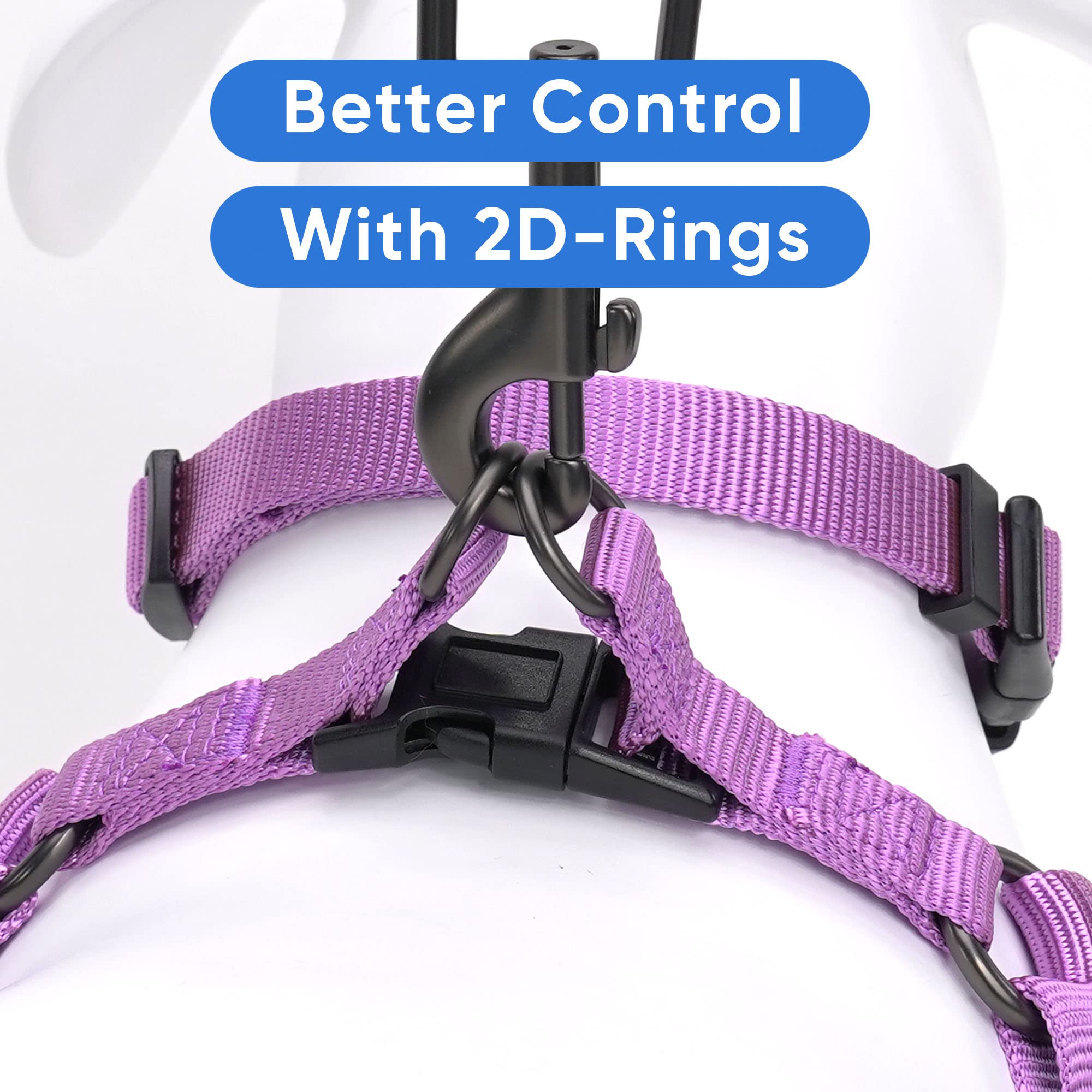 Pawtitas Medium Dog Harness Adjustable Dog Harness No Pull Harness for Dogs Solid Color M Orchid Purple Harness