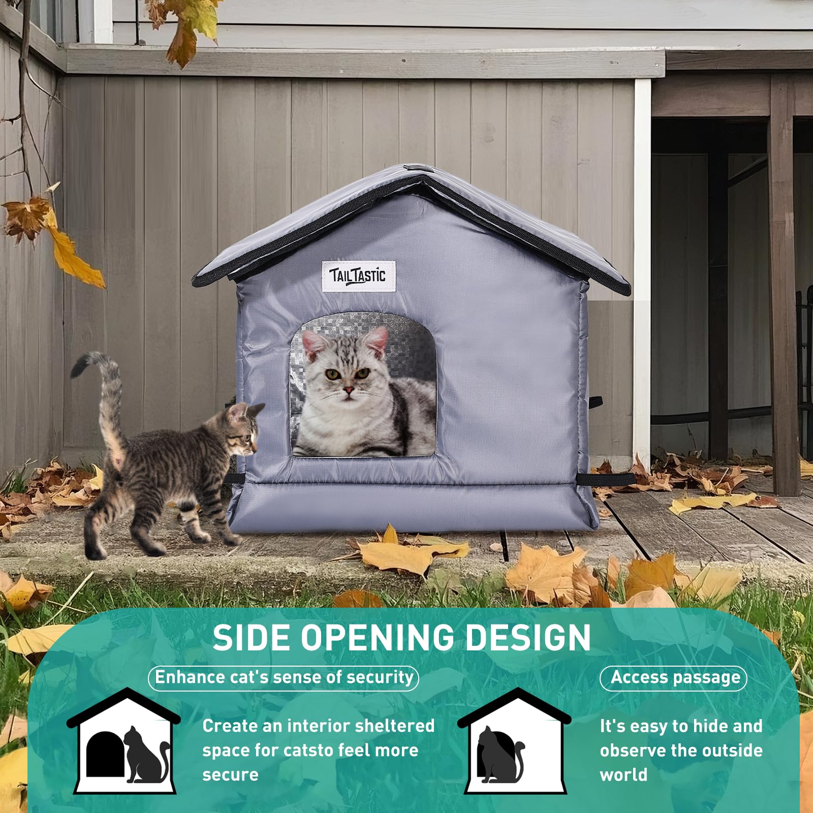 Weatherproof & Insulated Outdoor Cat House - Seamless Base Stays Dry,Easy Assembly, Warm Shelter for Community/Outdoor Cats(S-2P