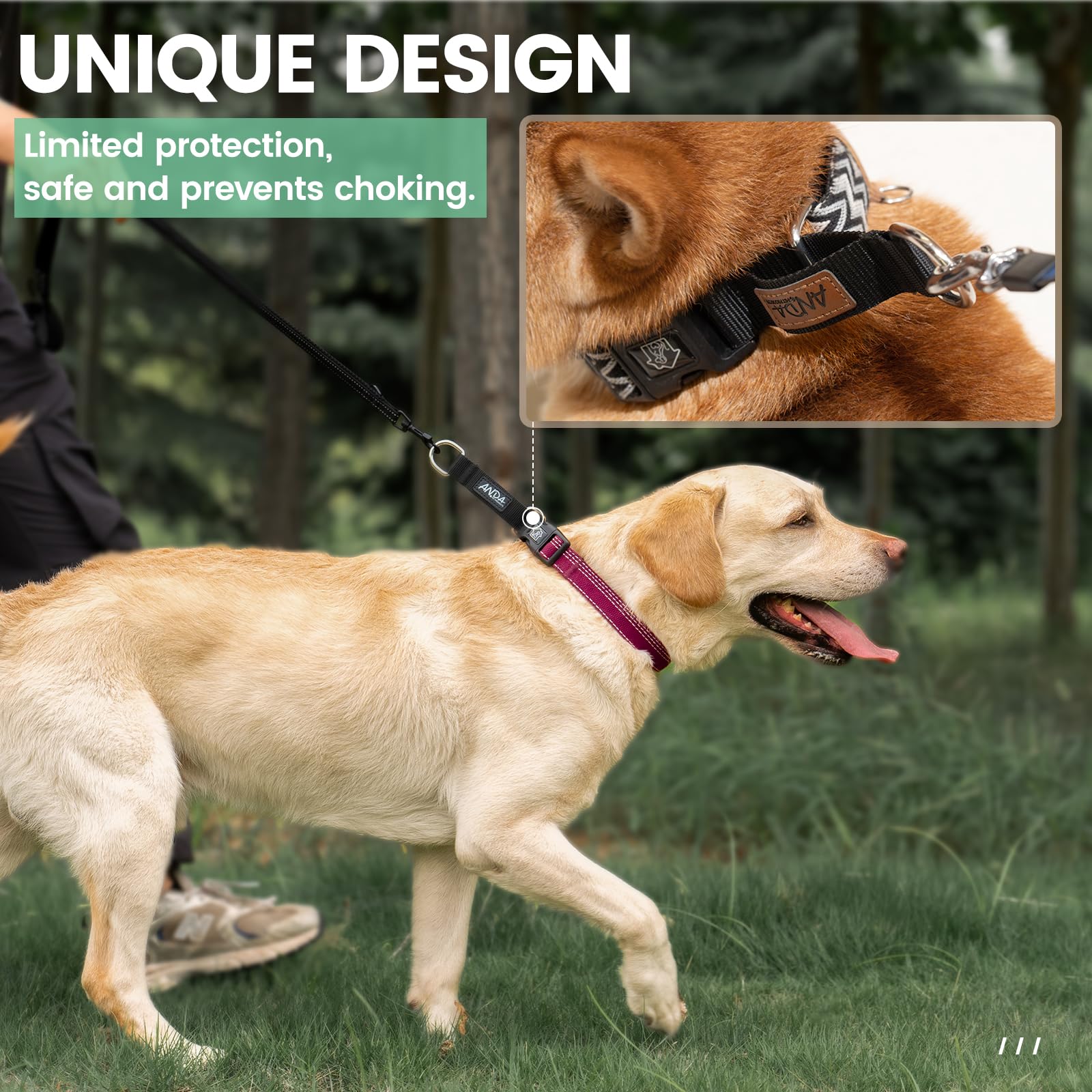 Anda Martingale Collar For Dogs, Double-Layered Composite Material With Buckle,No-Pull Training Collar For Easy Control With No