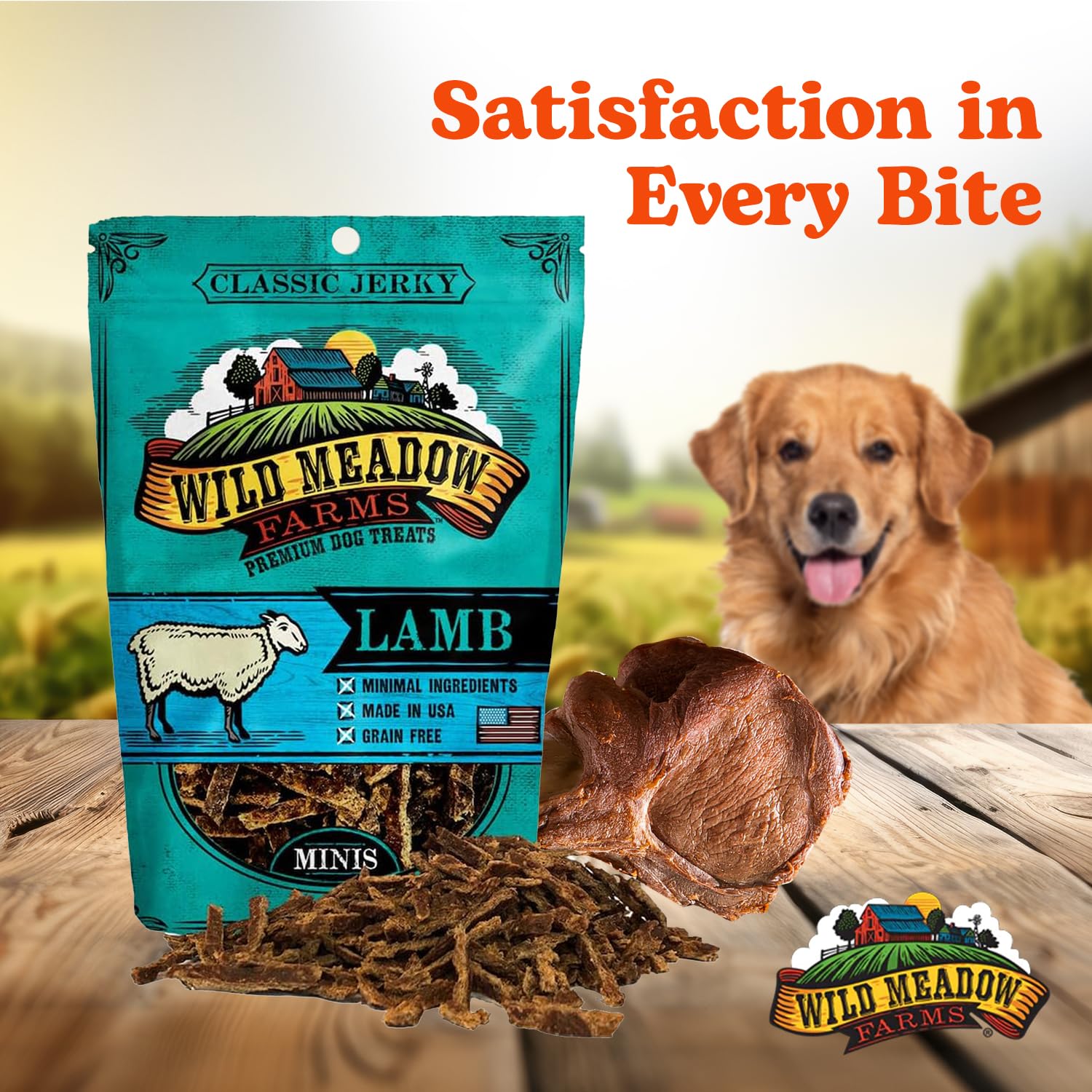 Wild Meadow Farms - Classic Beef Minis, Soft Jerky Training Treats for Dogs, Grain-Free, All-Natural & Perfectly Sized for Train