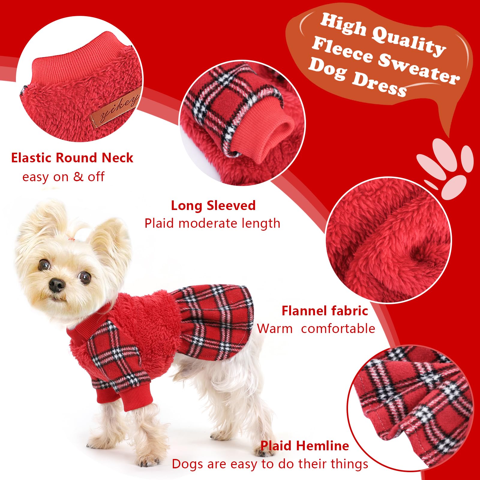 Shifenmei Dog Christmas Sweater-Winter Dog Clothes For Small Dogs Girl - Fall Dog Sweater Dress - Dog Christmas Outfit - Dog Swe