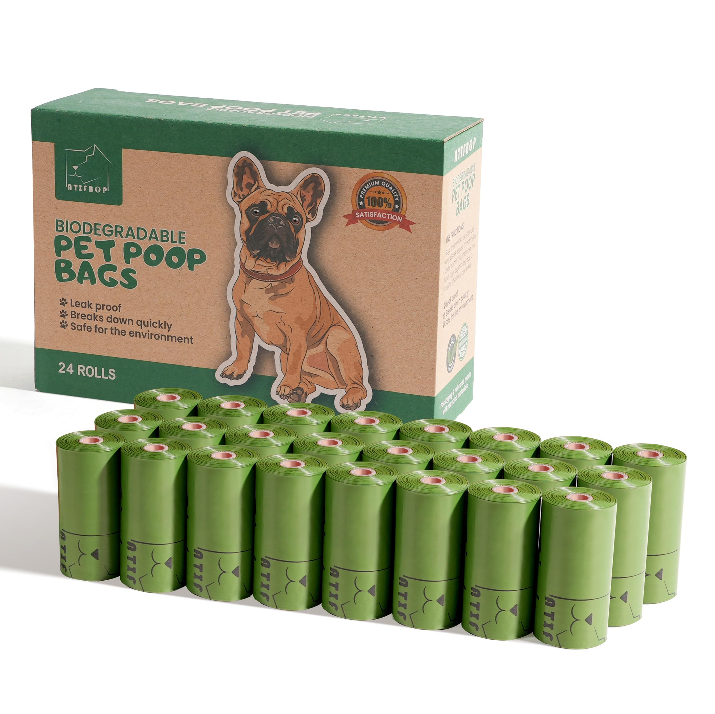 Atifbop Biodegradable Dog Poop Bags 360 Count Scented, Leak Proof And Extra Thick Waste Bag Refill