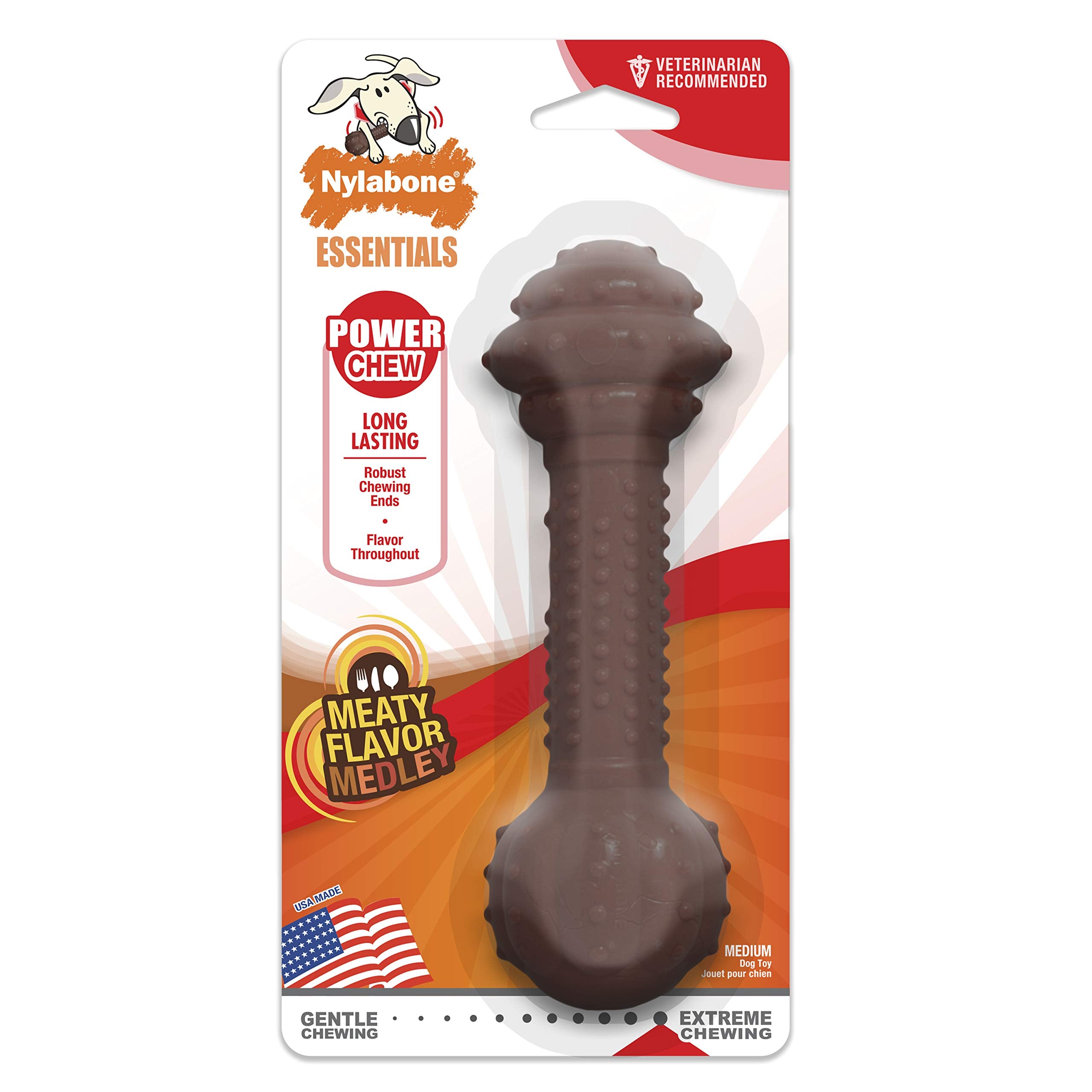 Nylabone Medley Flavour Barbell Dog Chew Toy, Large,Pack Of 1