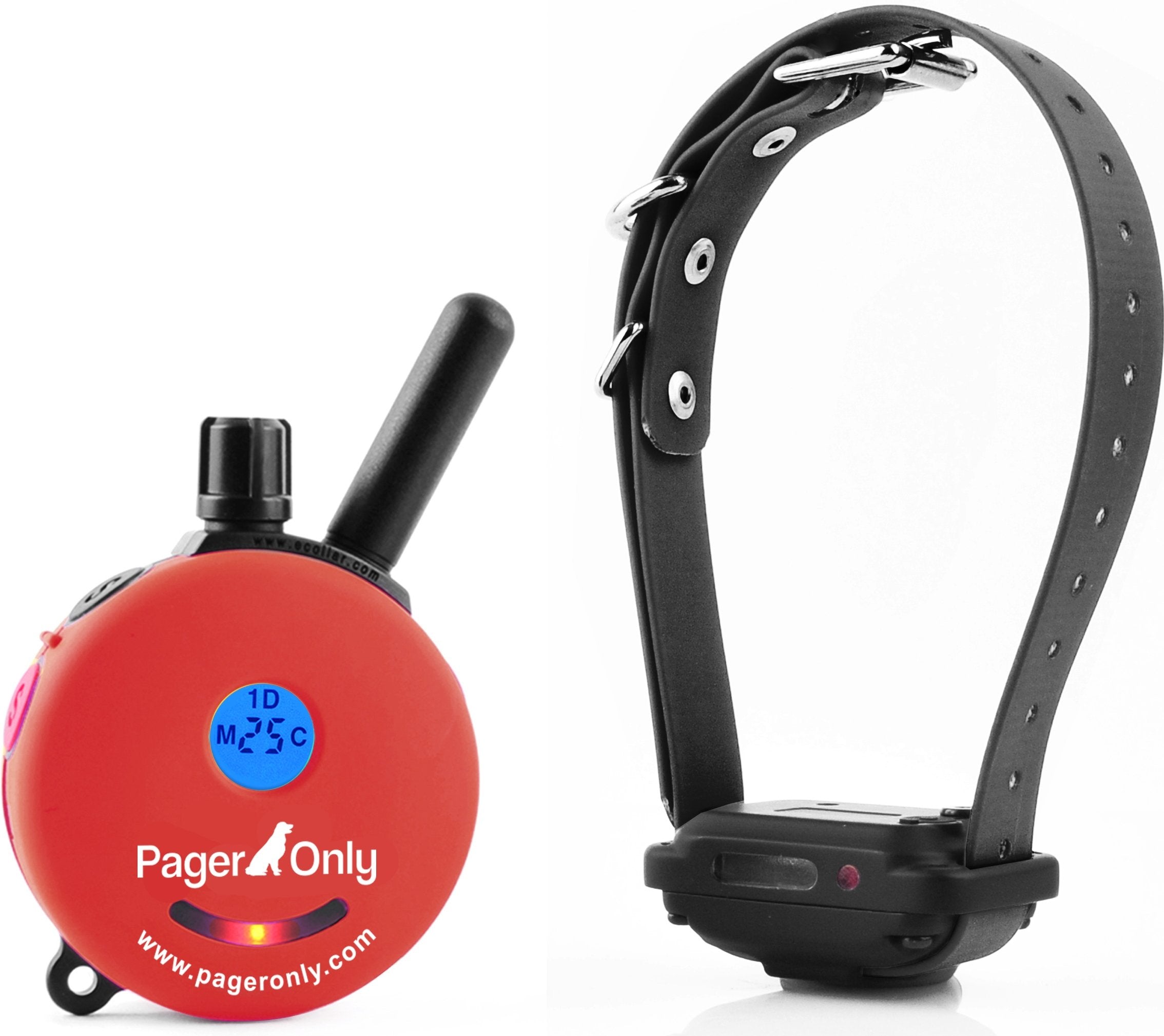 Educator Dog Training Pager PG-300, 100 Levels, Waterproof Biothane Collar, 1 Dog, Red
