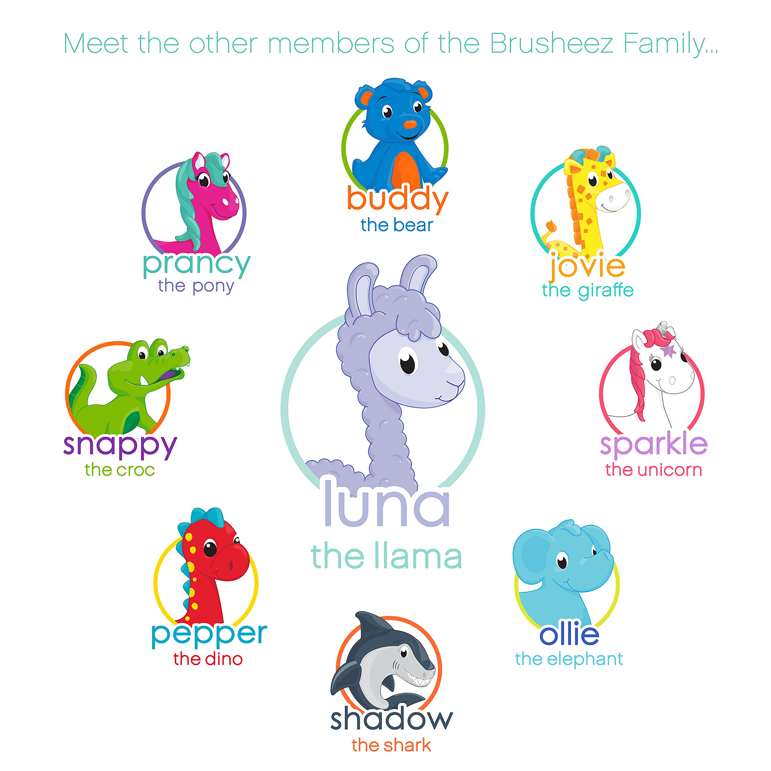 Brusheeza Electronic Toothbrush Replacement Brush Heads 2 Pack (Luna The Llama)