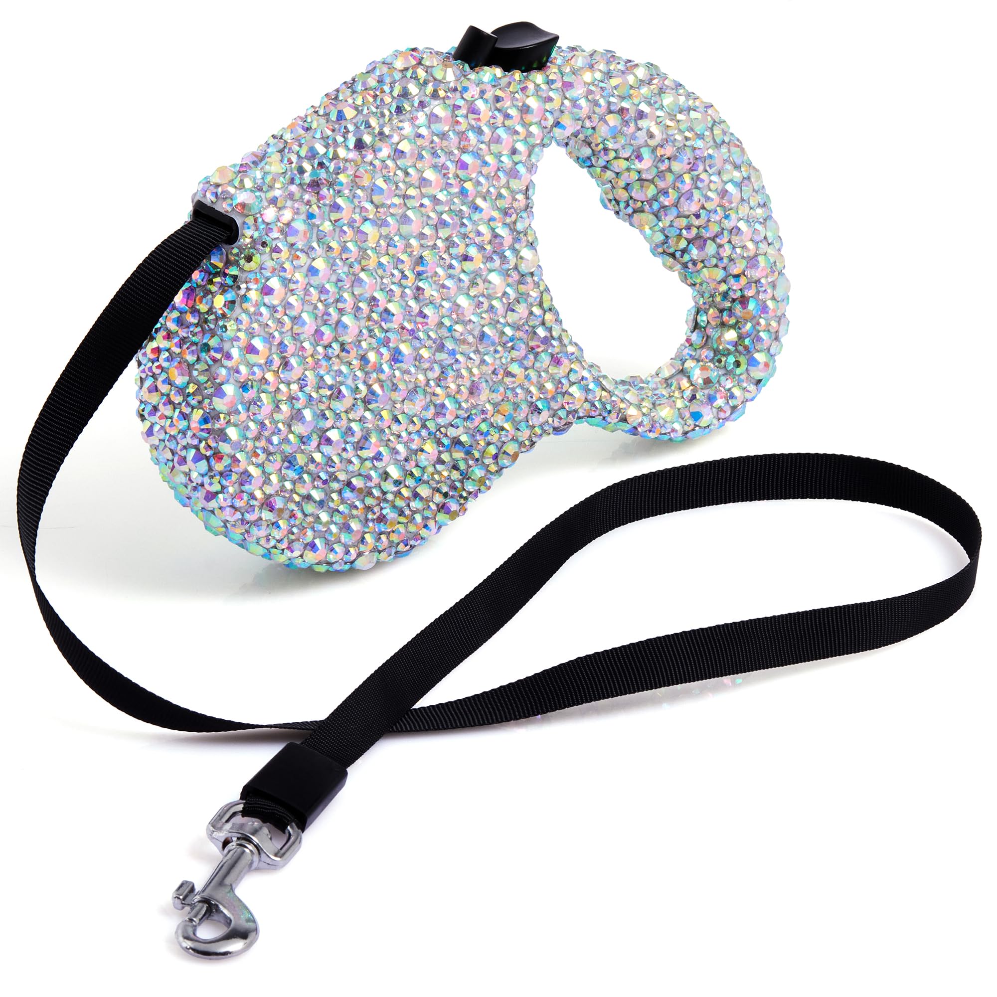 Sparkling Retractable Dog Leash,Rhinestone Pet Walking Leash For Small Medium Dog Cat,Bling Small Puppy Leash,Durable 16 Ft Stro