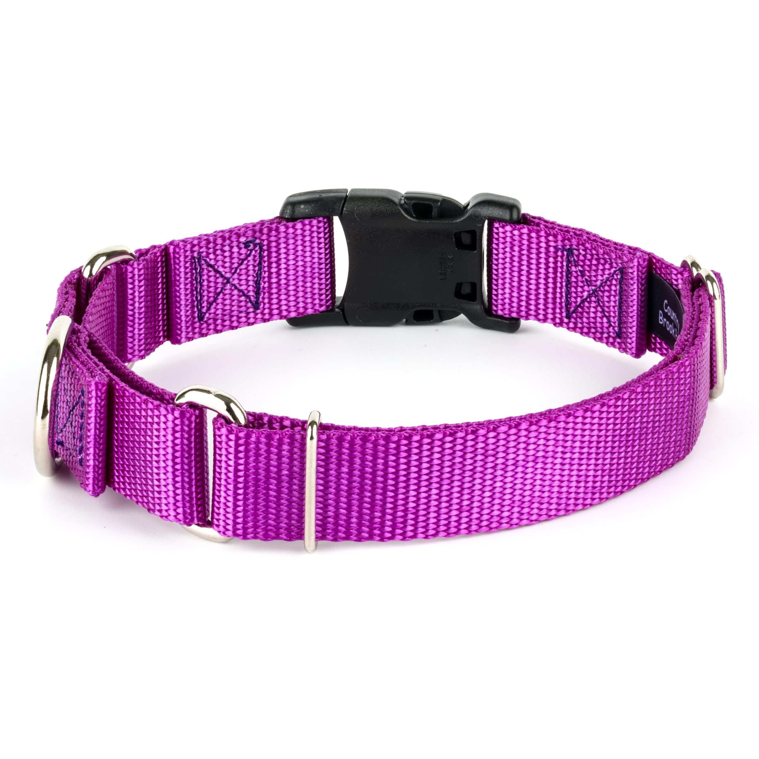 Country Brook Petz Heavy Duty Nylon Adjustable Martingale Dog Collar With Deluxe Buckle For Small Medium Large Breeds - 30+ Vibr