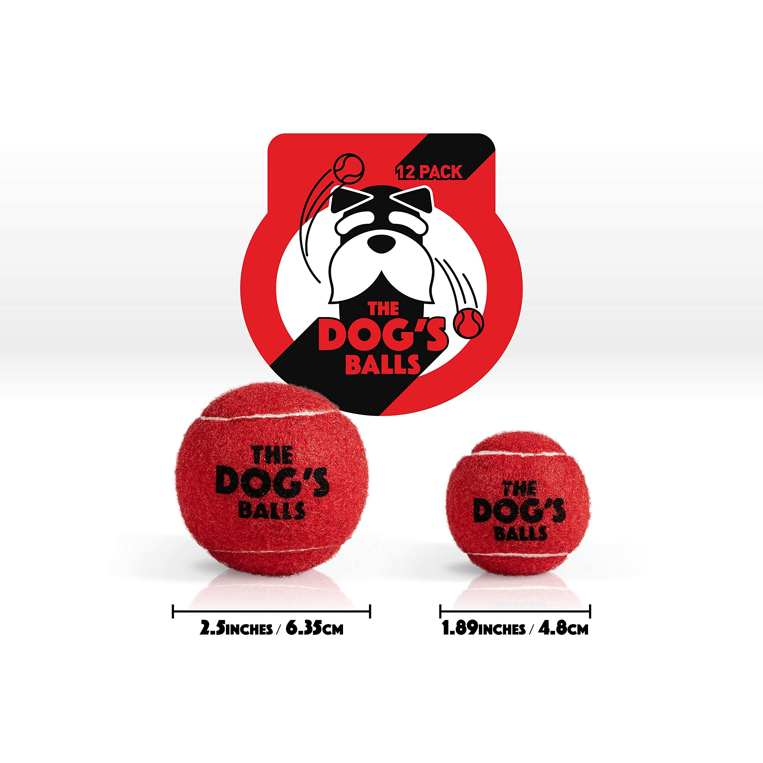 The Dog's Balls, Dog Tennis Balls, 12-Pack Red, 2.5 Inches Diameter Dog Toy, Strong Dog & Puppy Ball for Training, Play, Exercis