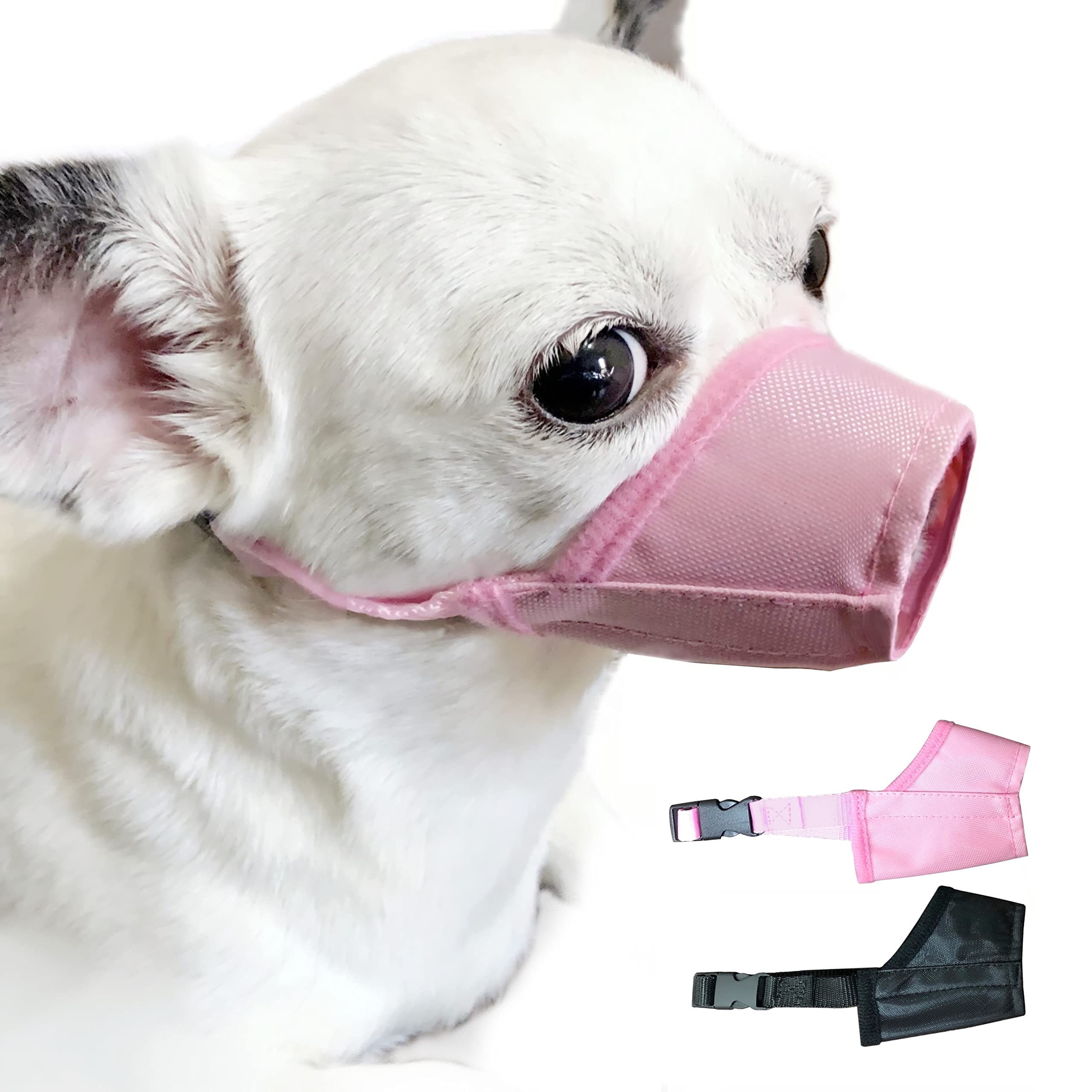 MoiiLavin Dog Muzzle XS (2 PCs) Soft Air Mesh for Small Dogs with Long Snout Quick Fit for Grooming Adjustable Prevent from Biti