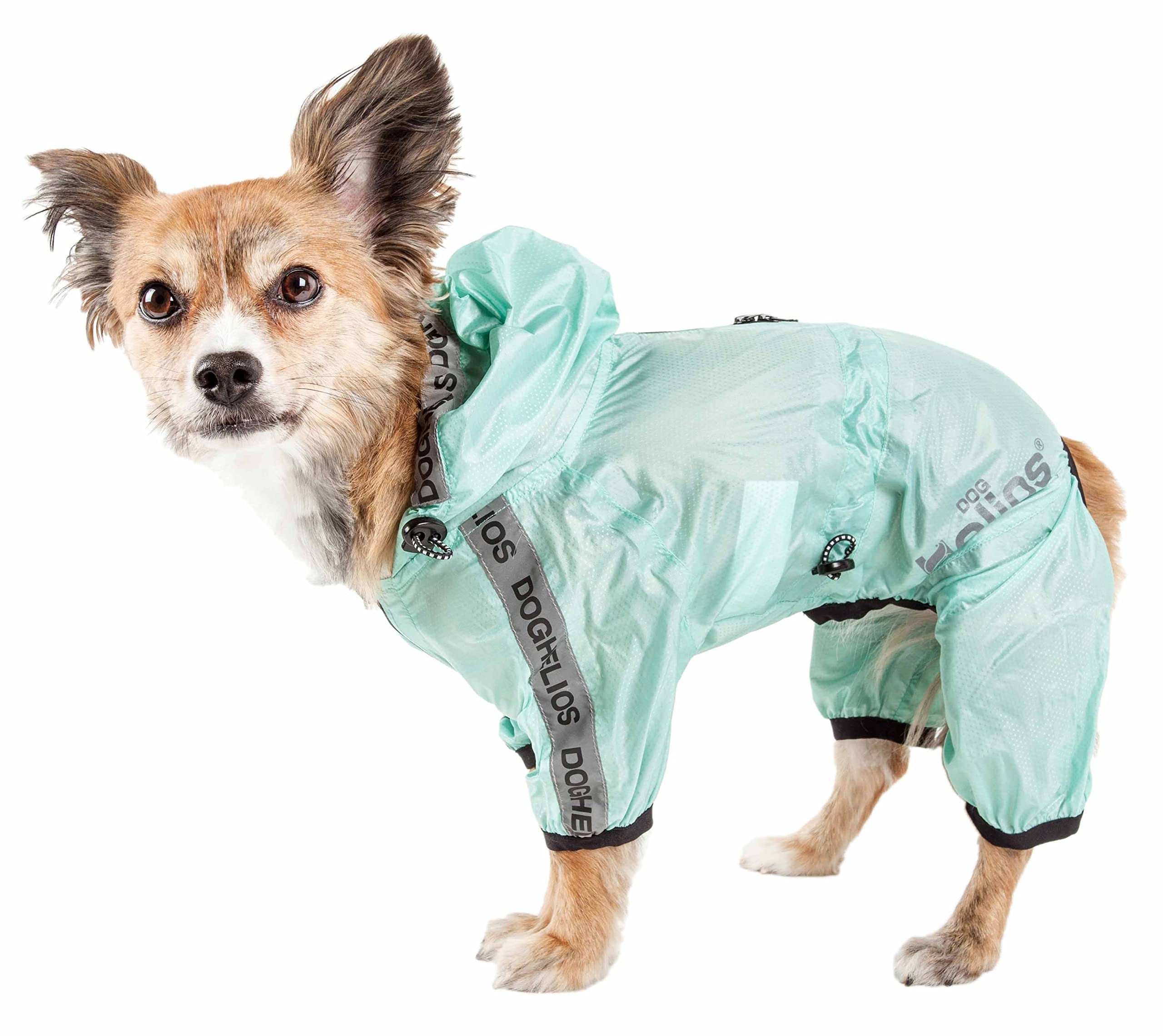 Dog Helios Torrential Shield Waterproof And Adjustable Full Body Dog Raincoat, Lg, Green
