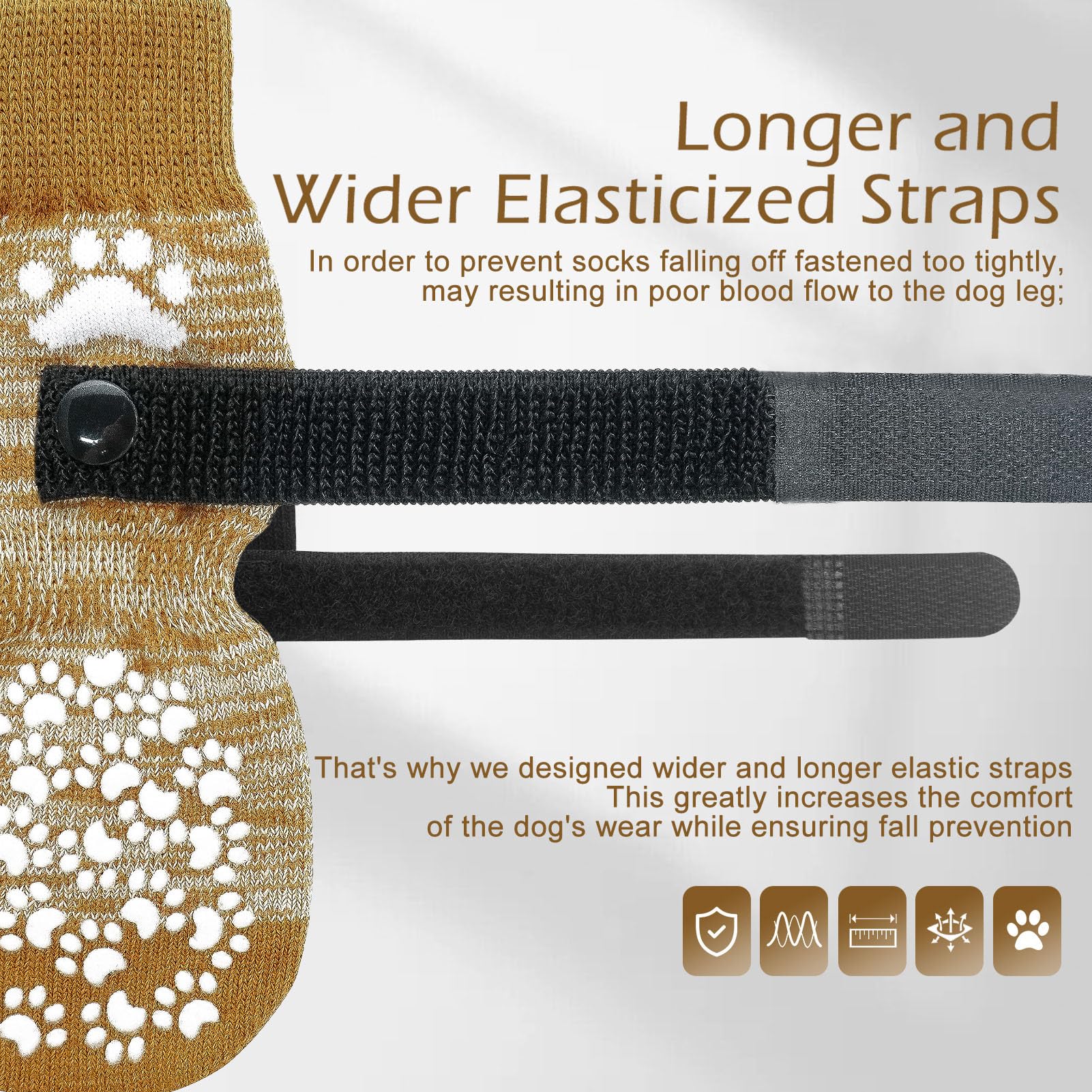 Expawlorer Double Side Anti-Slip Dog Socks With Adjustable Straps-Strong Grips Traction Control For Indoor On Hardwood Floor Wea