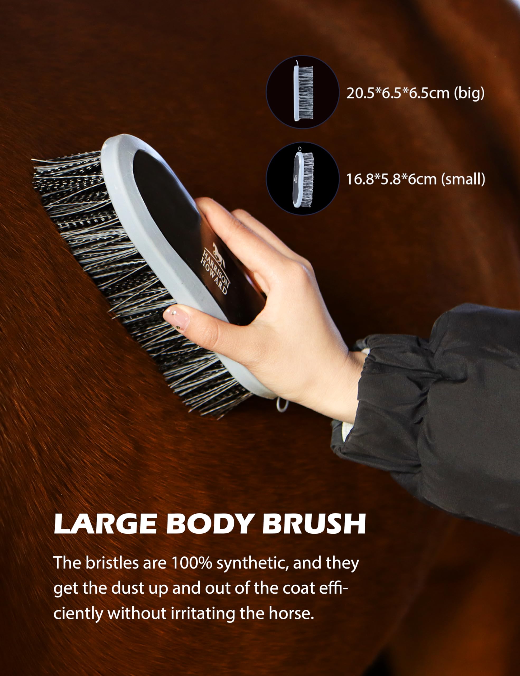 Harrison Howard Horse Grooming Kit - 9-Piece Set, Essential Tools for Daily Care, Black Plastic
