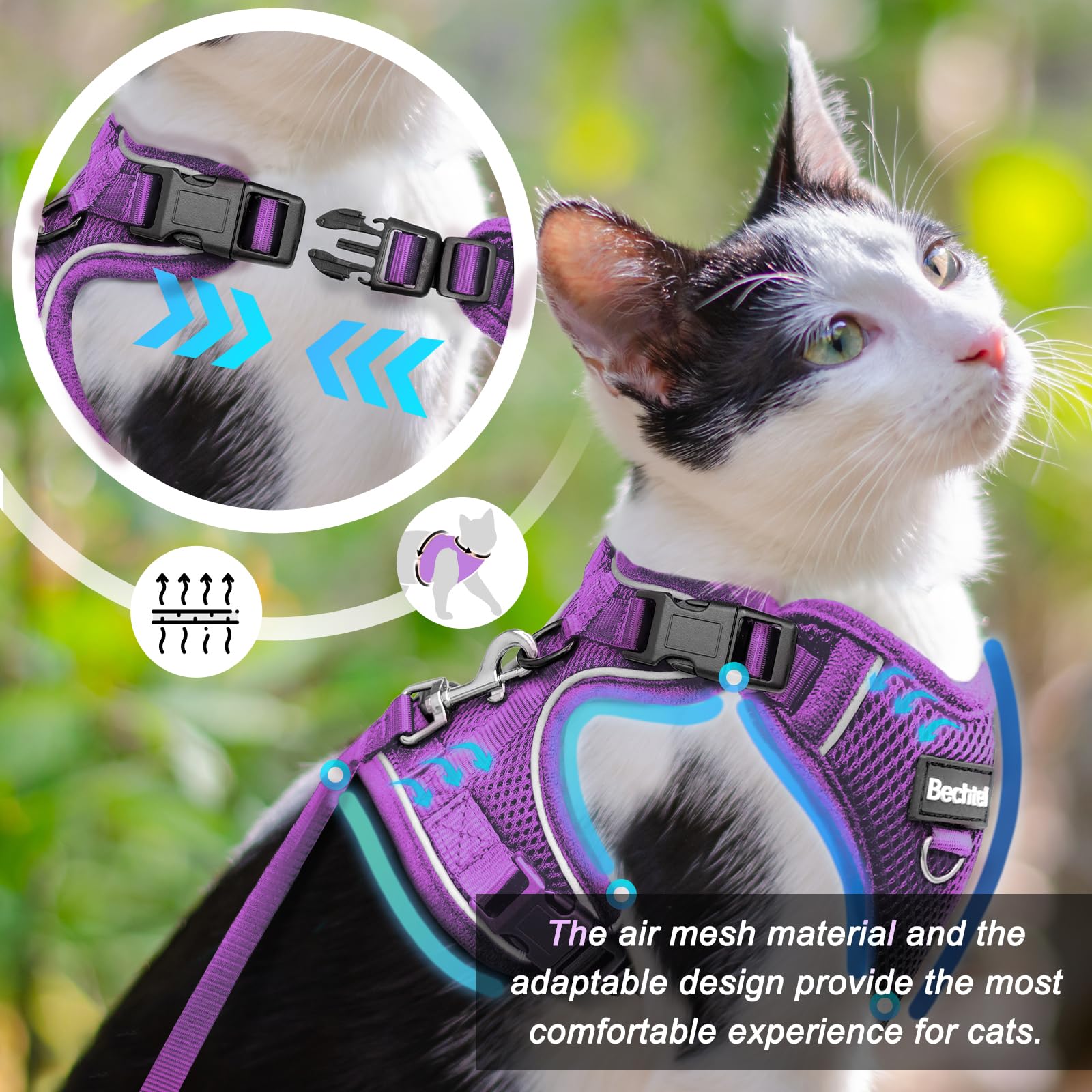 Cat Harness And Leash For Walking, The Upgrade Can Be Adjusted In Four Directions And Breathable Cat Harness For Anti Escape Tha