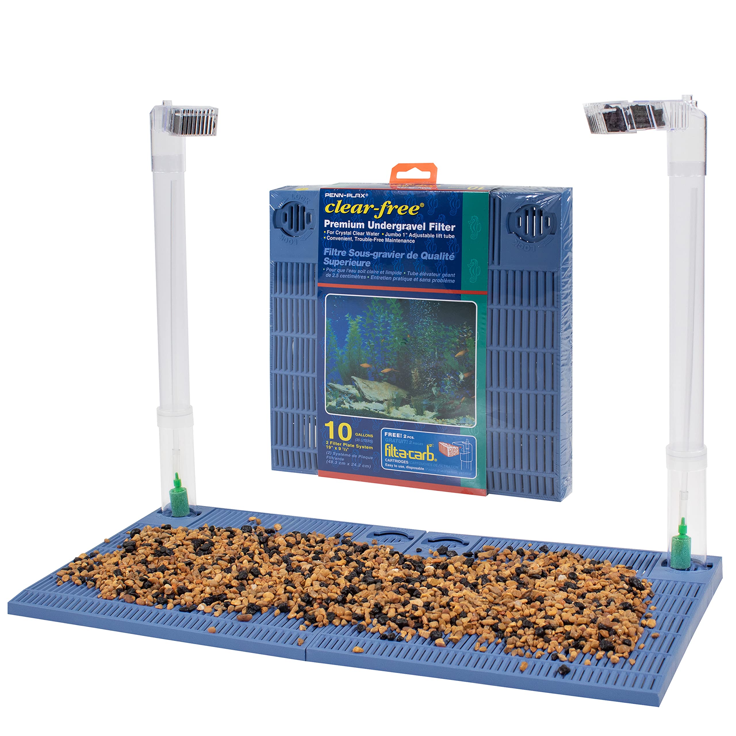Penn-Plax Undergravel Aquarium Filter For 10 Gallon Tanks - Two 9.5 X 9.5 Plates - Under Gravel System For Clear, Clean Water - 