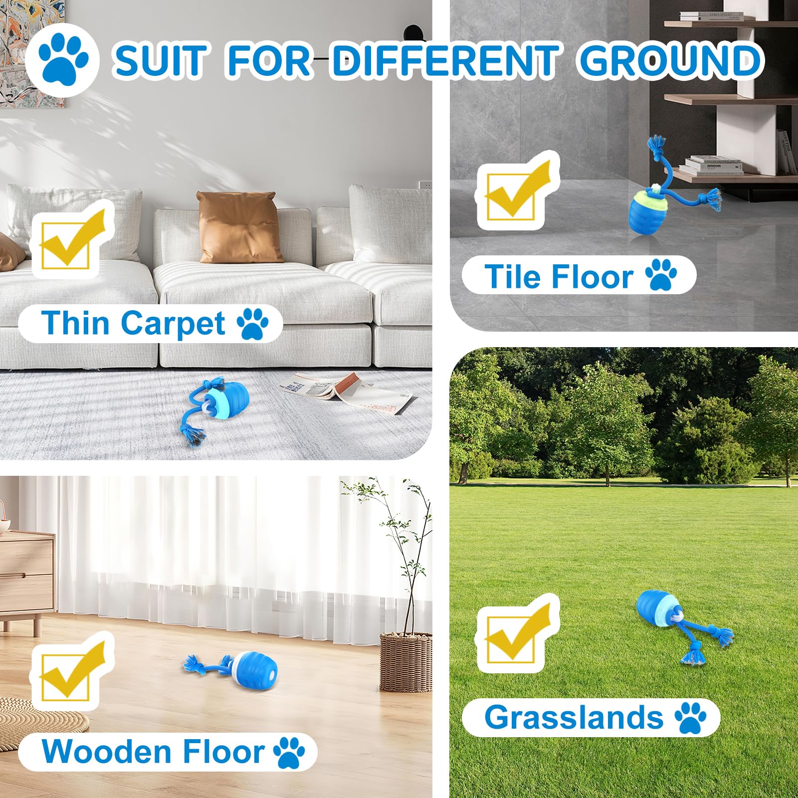 Huimpet Interactive Dog Ball Toy for Medium/Large Dogs, USB Rechargeable, Music Playing, Blue, Model: Dog Toy 01