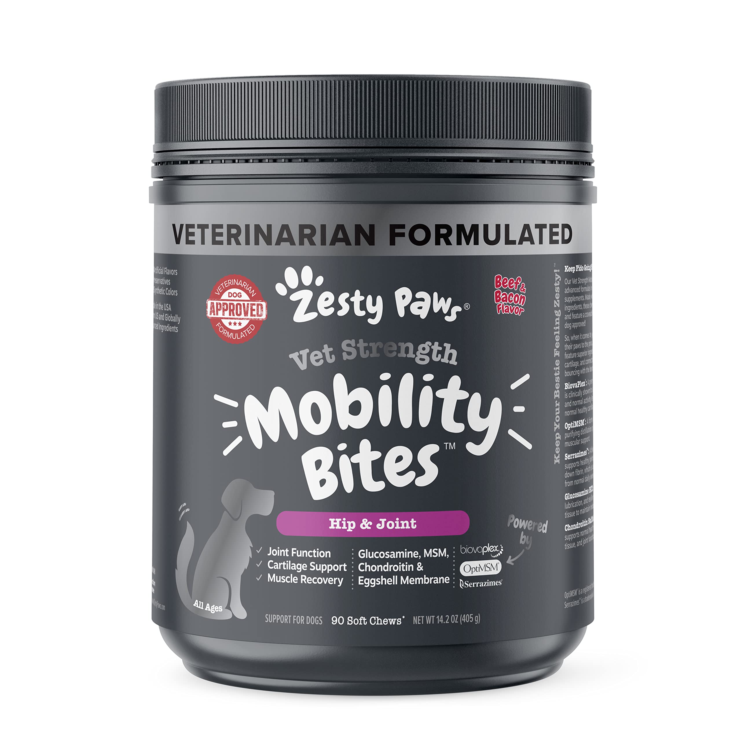 Zesty Paws Mobility Bites Dog Joint Supplement - Hip and Joint Chews for Dogs - Pet Products with Glucosamine, Chondroitin, & MS