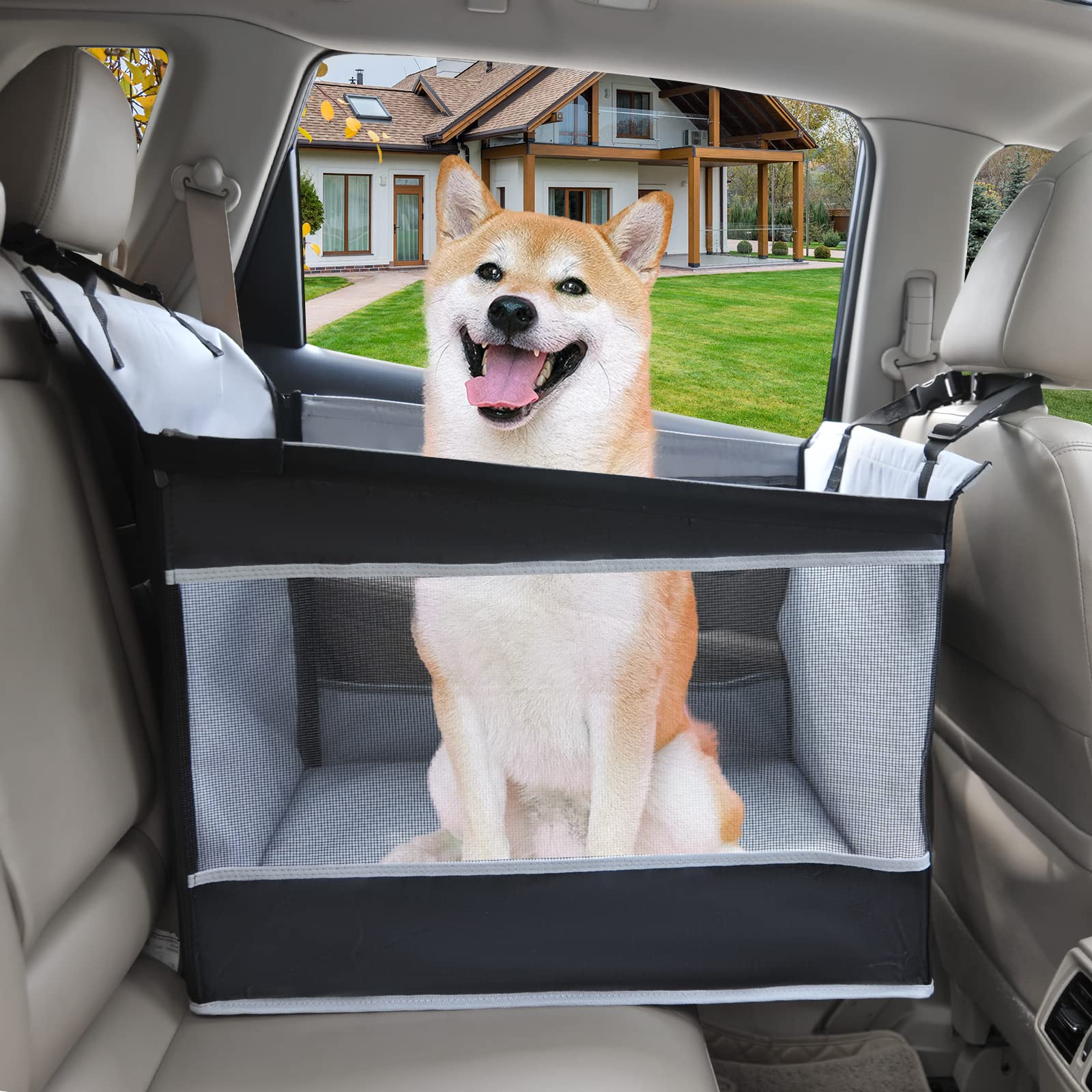 Dog Car Seat Medium Sized Dog, Car Seat For Dogs, Seat Extender With Waterproof Materials & Breathable Mesh, Dog Seat Belt For C