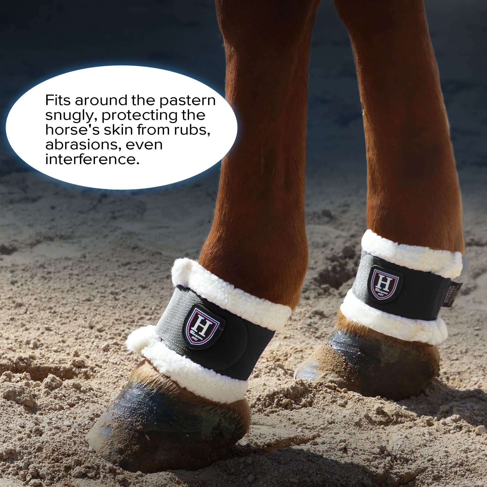 Harrison Howard Premium Horse Pastern Wraps with Berber Fleece, Black, Sold in Pairs