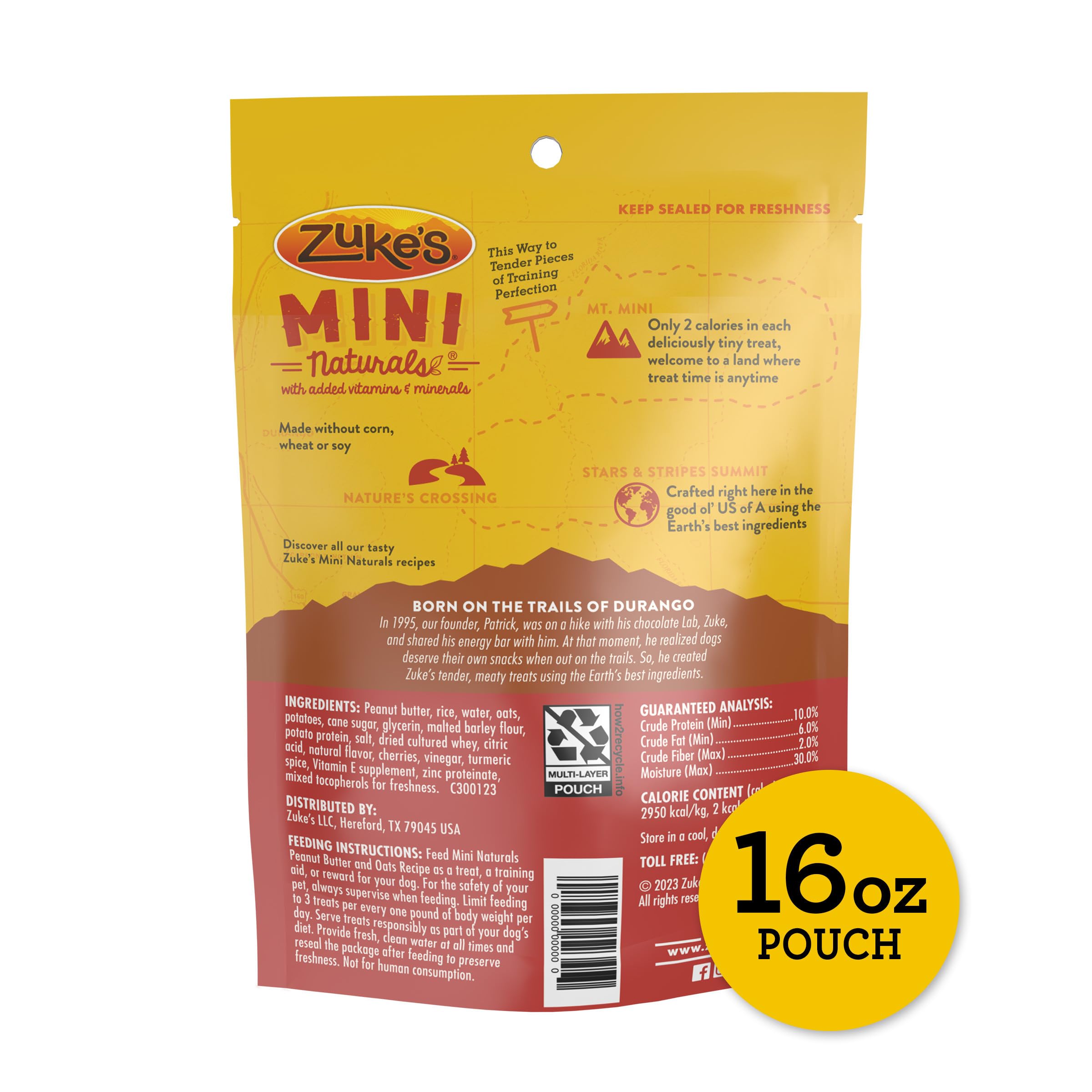 Zuke s Mini Naturals Training Dog Treats Peanut Butter and Oats Recipe - 16 Oz Bag