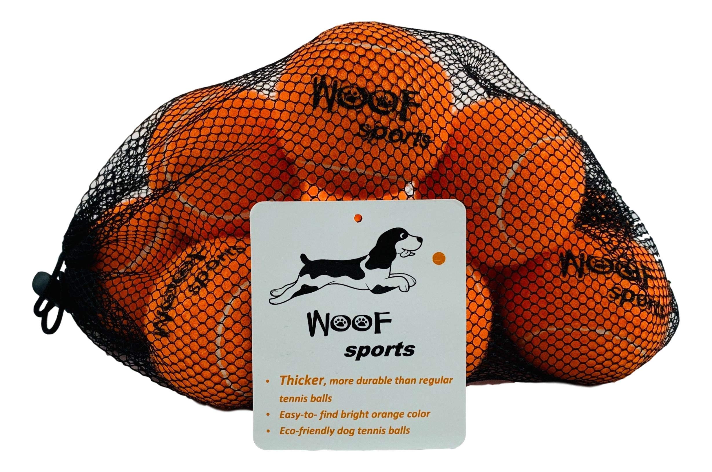Woof Sports Dog Tennis Balls 12 Orange Tennis Balls For Dogs. Easy To Find! Includes Carrying Bag. Medium Size Balls Fits Standard Ball Launchers