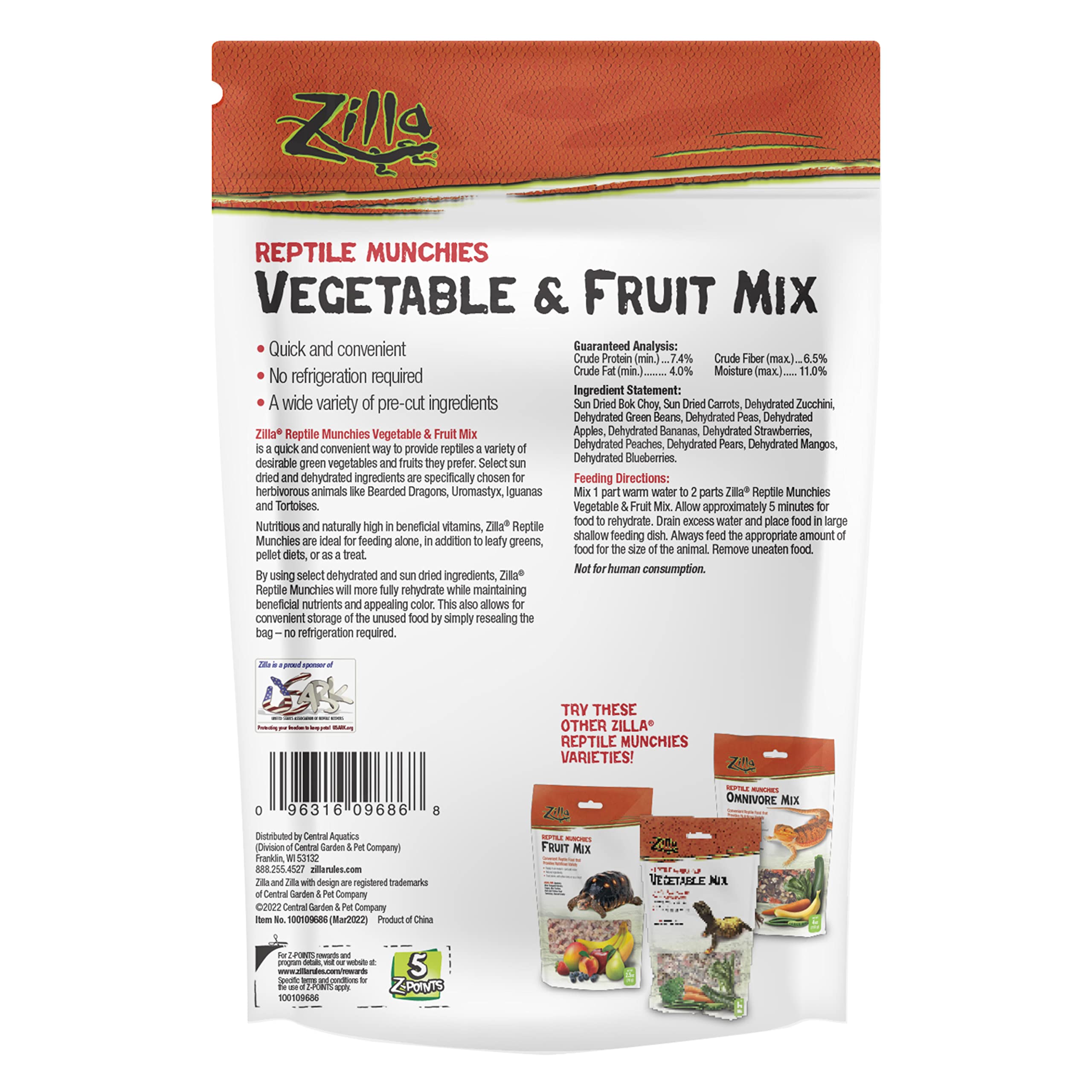 Zilla Reptile Munchies Vegetable and Fruit Mix 4 oz.