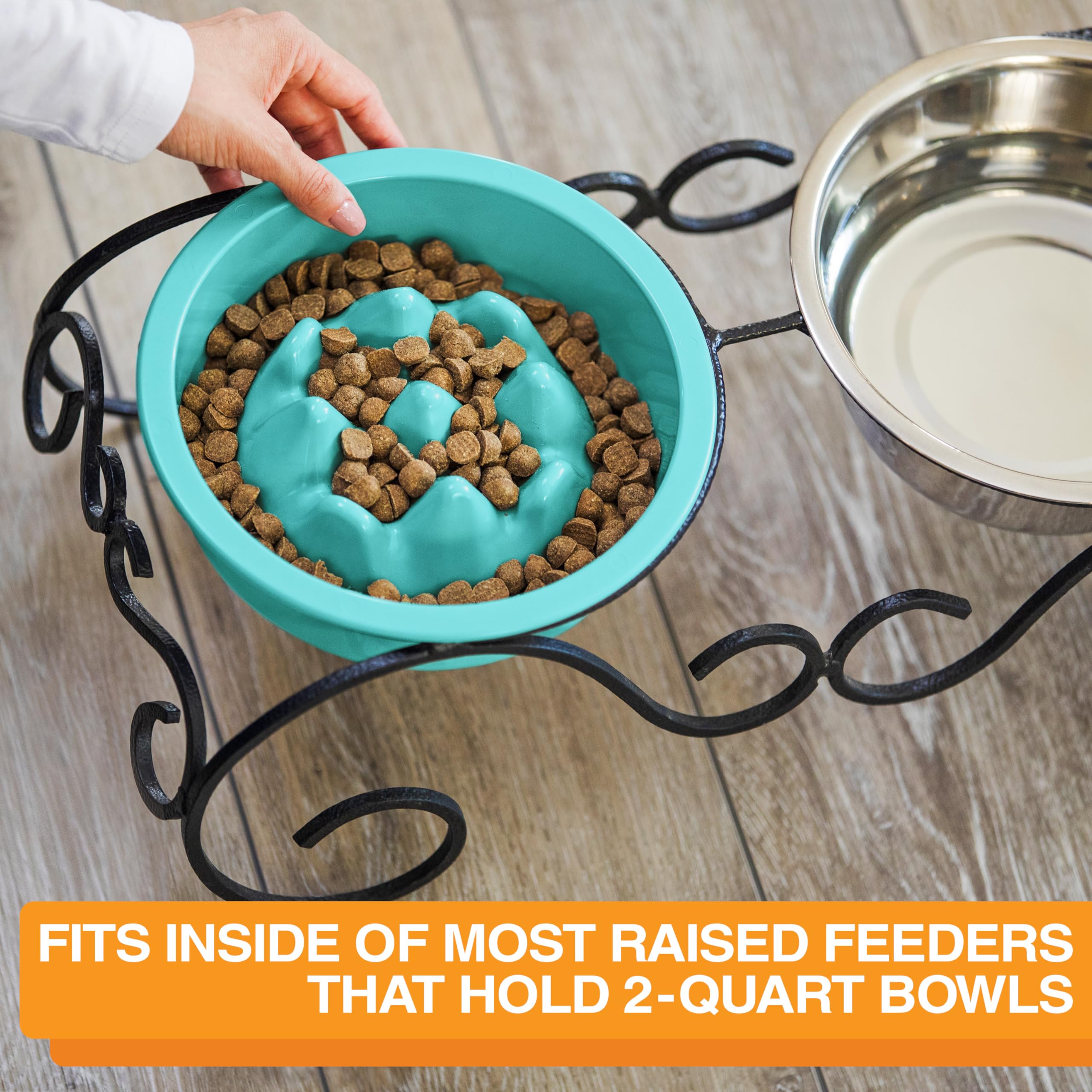 The Niner Slow Feed Bowl - Raised Peaks Slow Down Pets Eating - Fits Elevated Feeders Including Neater Feeder Large Sizes - Gent