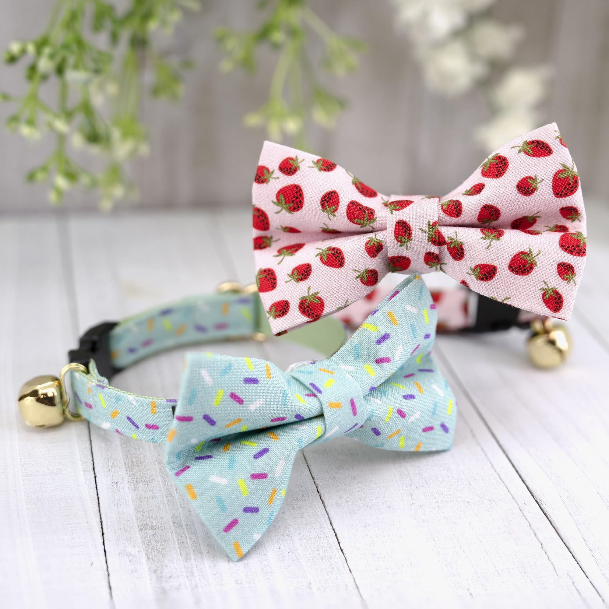 Ultra Joys Breakaway Cat Collar With Bells - Boy & Girl Kittens Collar Kit With Bowtie - Large