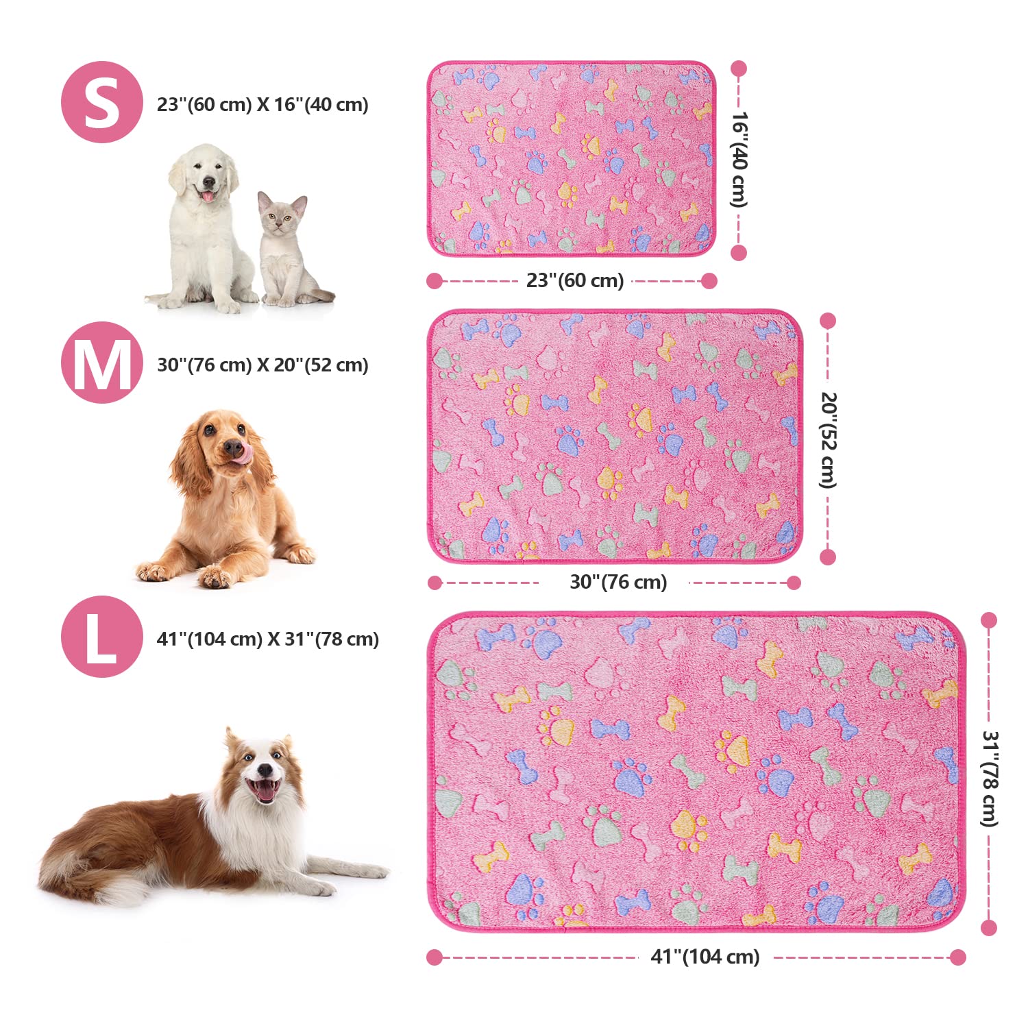 Leapsheep Pet Blankets For Dogs Cats - 3Pack Bone Pattern Super Soft Fluffy Dog Blankets For Small Medium Large Doggy Kitten (Bo