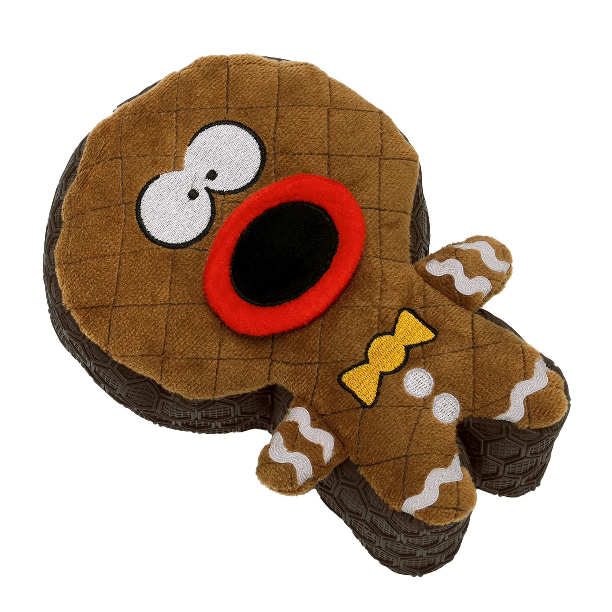 Godog Holiday Collection Mixed Materials Tpe-Plush Gingerbread Man Squeaky Dog Toy, Chew Guard Technology - Brown, One Size