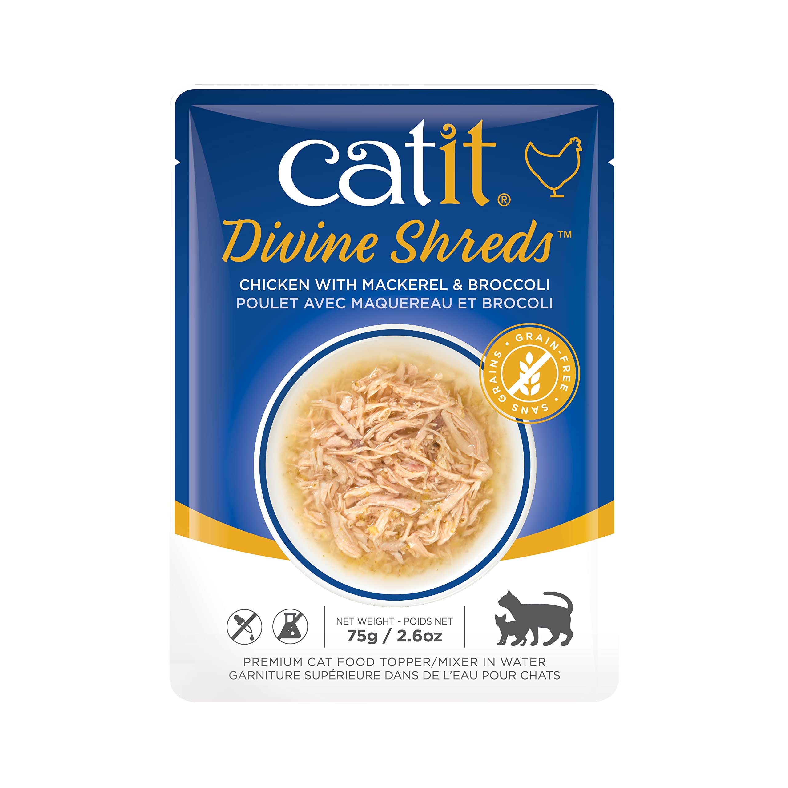 Catit Divine Shreds Chicken with Mackerel and Broccoli
