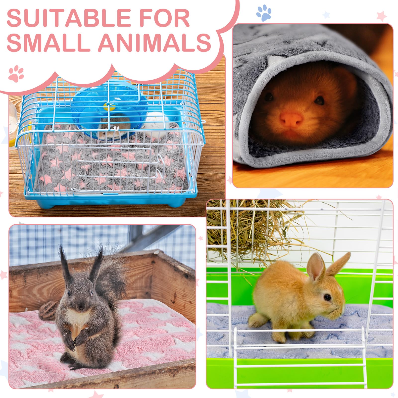Reginary 4 Pcs Waterproof Guinea Pig Blankets Washable Small Animal Fleece Bedding Absorbent Guinea Pig Cage Liners Reusable Pet
