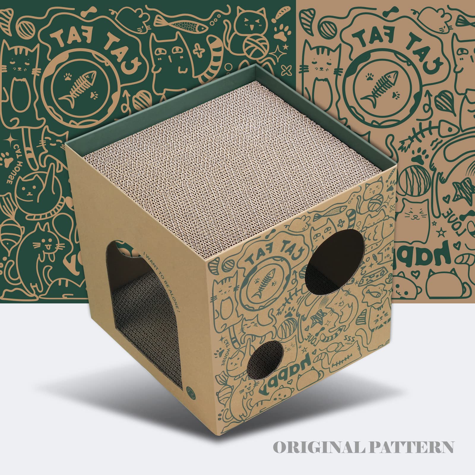 Cardboard Cat House With 2 Story Scratch Pads Cat Play House For Indoor Cats Corrugated Scratcher Box Cat Scratching Toy For Cat