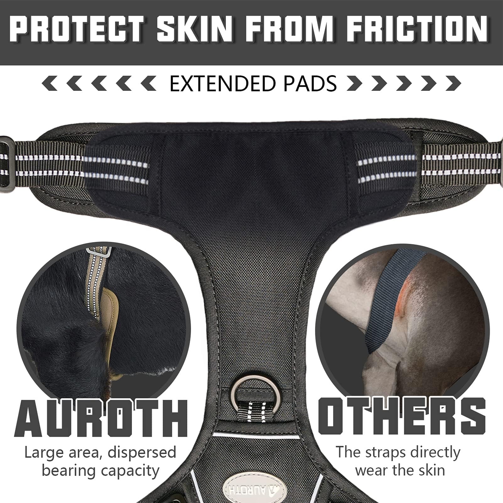 Auroth Tactical Harness For Small Medium Dogs No Pull Adjustable Pet Harness Reflective K9 Working Training Easy Control Vest Military Service Dog Harnesses Black M