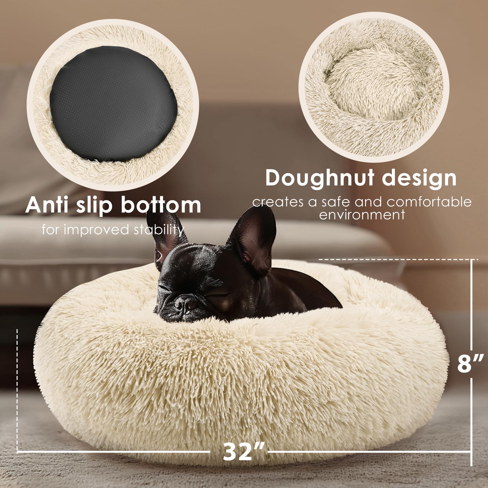 Dog Beds Large Sized Dog And Cats, 32In Pet Beds For Large Pet, Washable Indestructible Extra Large (Light Brown)