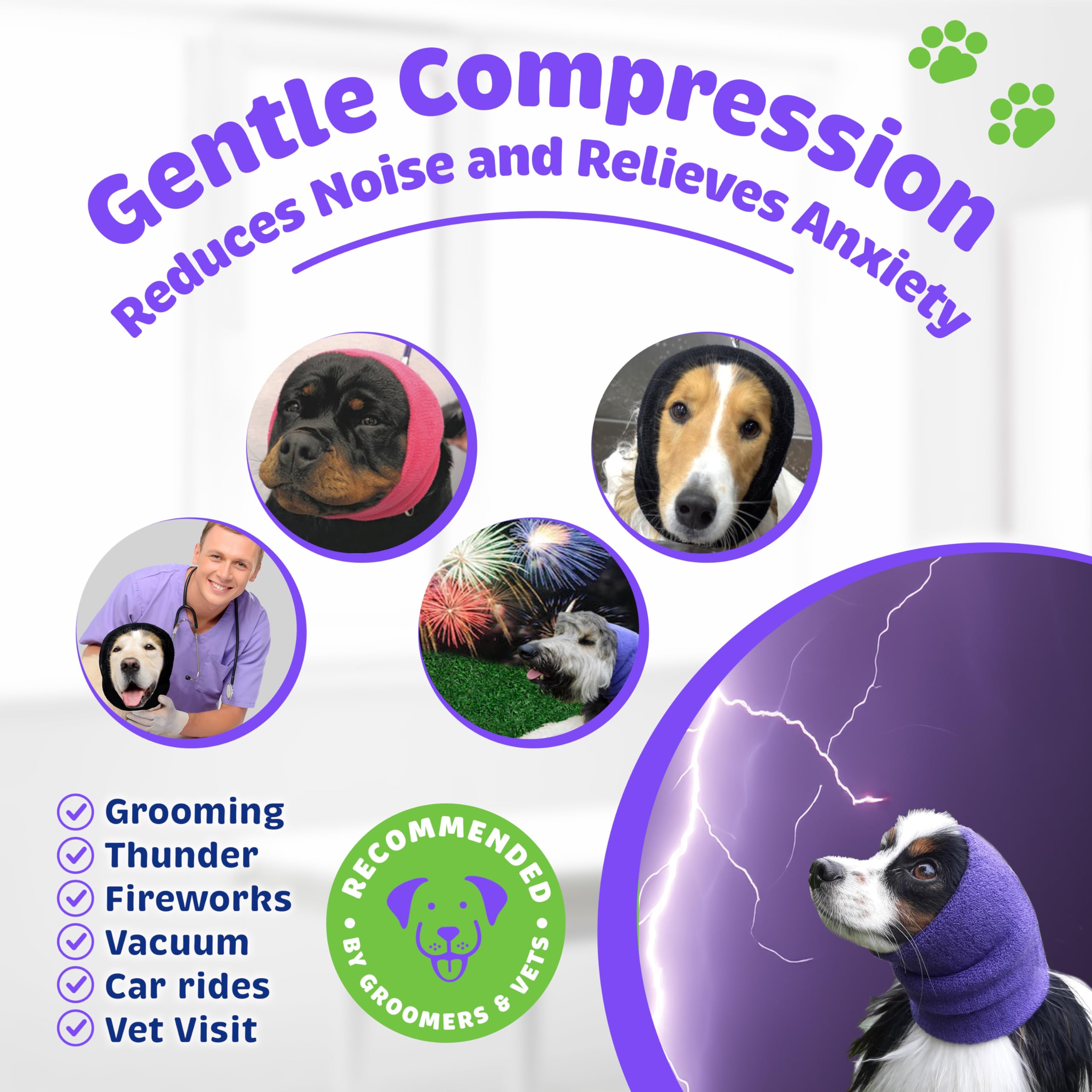 Happy Hoodie The Original Dog & Cat Calming Band, Anxiety Relief/Noise Protection-Grooming-Thunder-Fireworks (Small, Black)