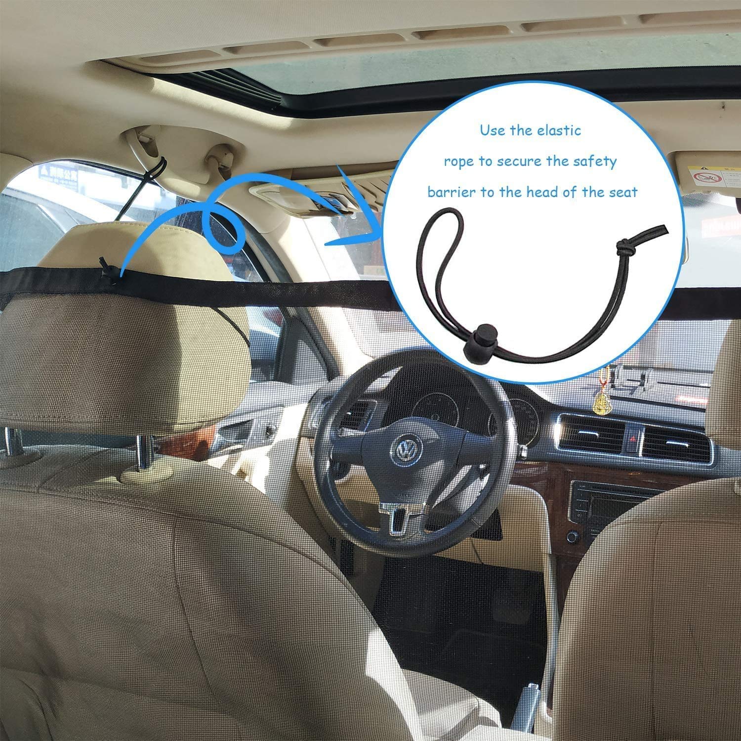 Starroad-Tim Dog Car Barrier Vehicle Pet Barrier Backseat Mesh Dog Car Divider Net With Adjusting Rope And Hook Suitable For Suv Pickup And Small Car (43.3In X 23.62In)